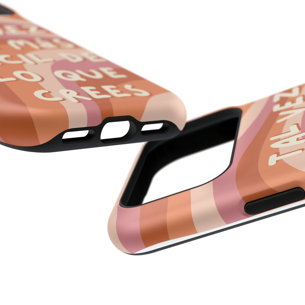Impact-Resistant Case — "Tal vez sea más fácil de lo que crees" Retro Waves Phone Cover