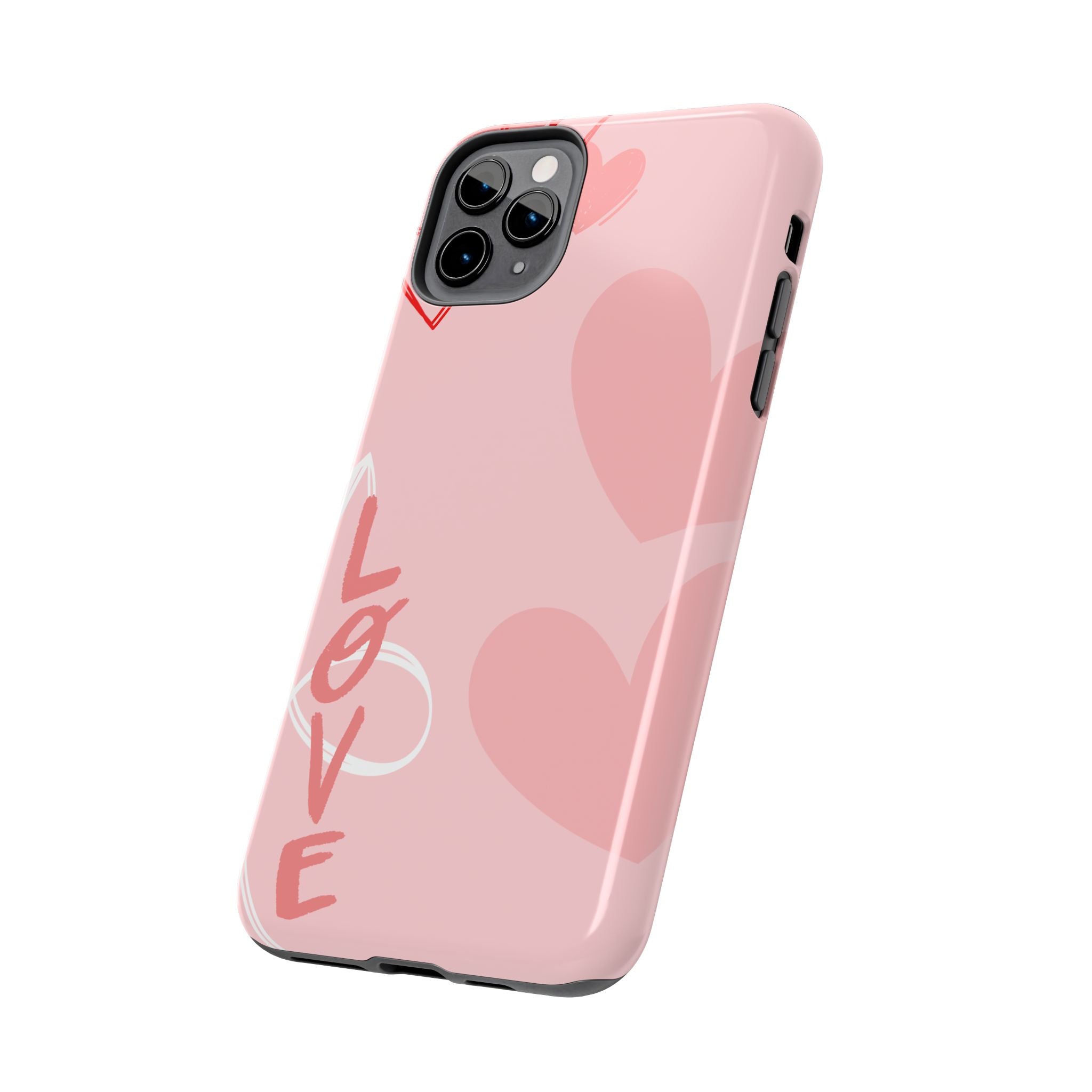 Pink Heart 'LOVE' Tough Phone Case — Protective Romantic Phone Cover