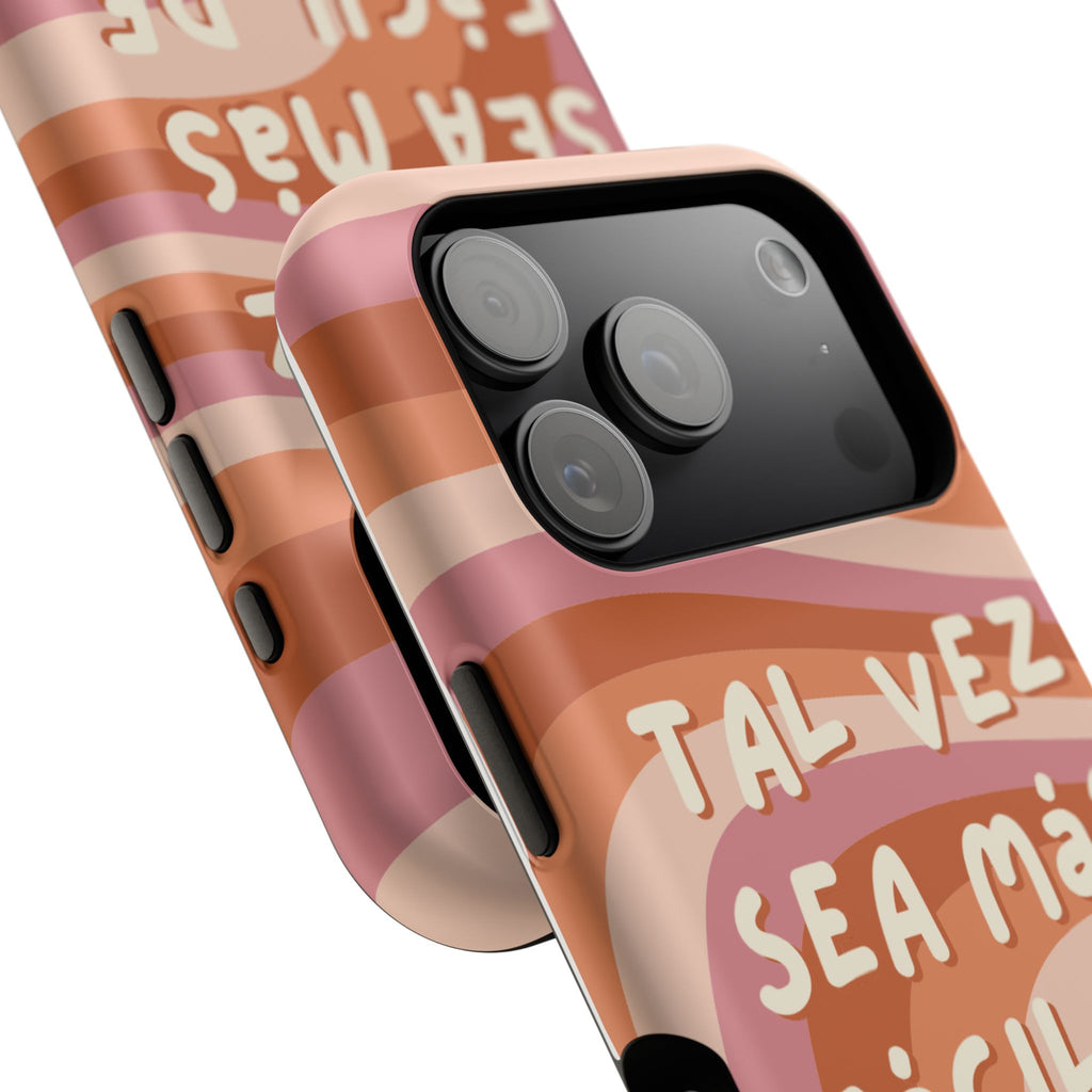 Impact-Resistant Case — "Tal vez sea más fácil de lo que crees" Retro Waves Phone Cover