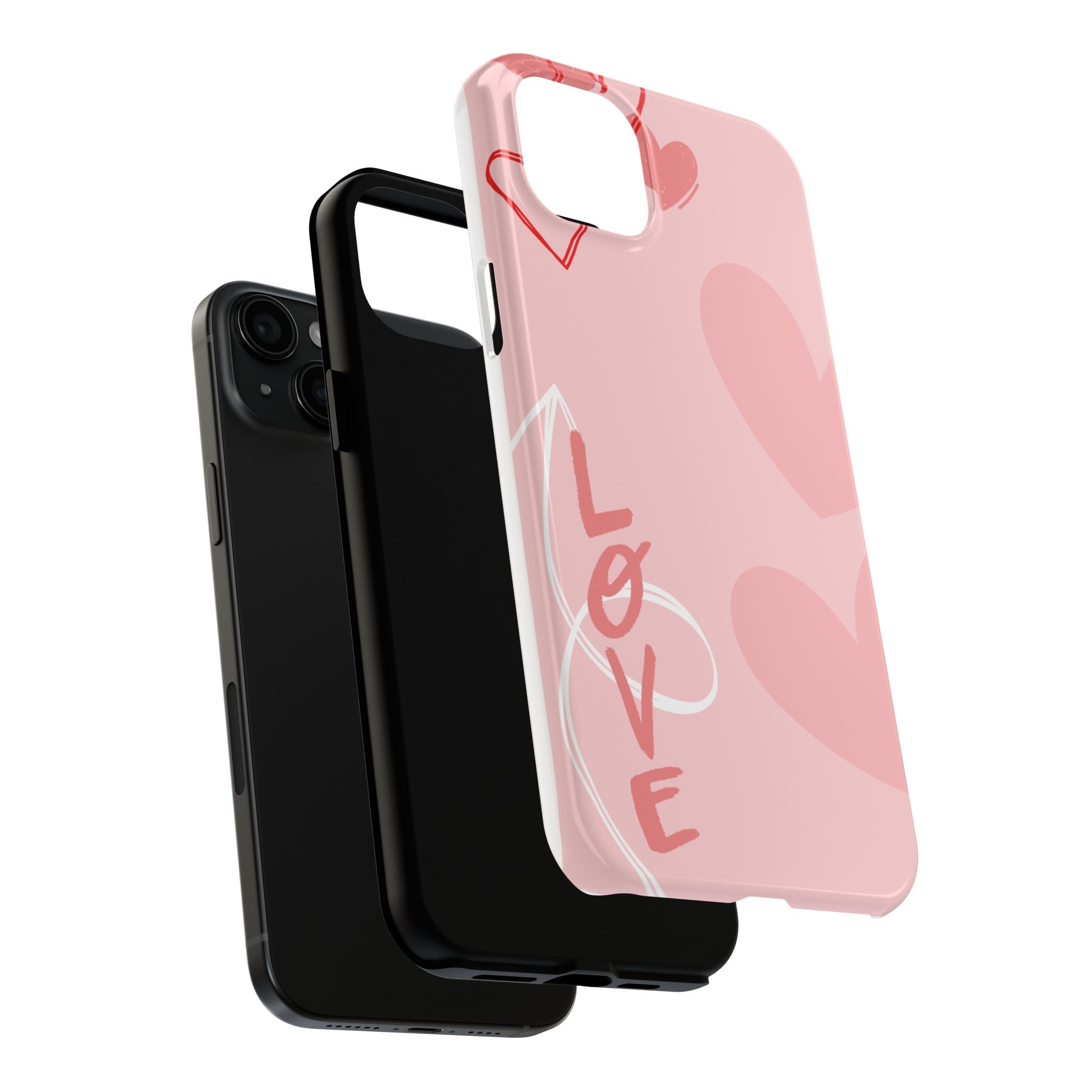 Pink Heart 'LOVE' Tough Phone Case — Protective Romantic Phone Cover