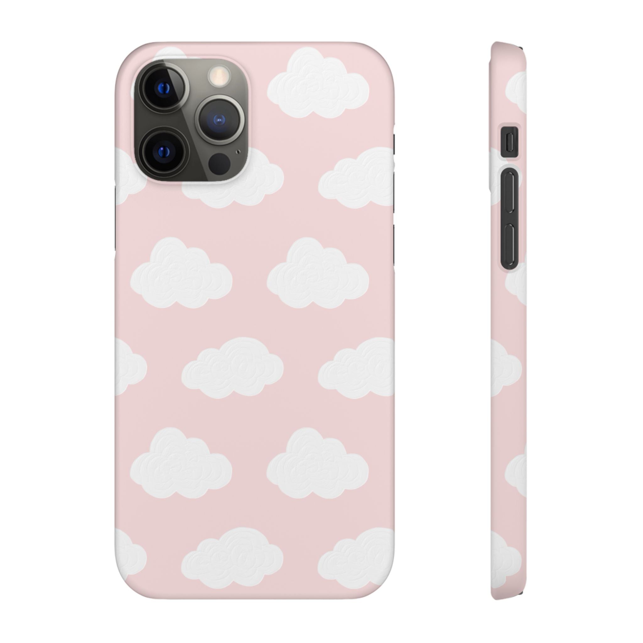 Pink Cloud Pattern Phone Case — Cute Pastel Protective Snap Case