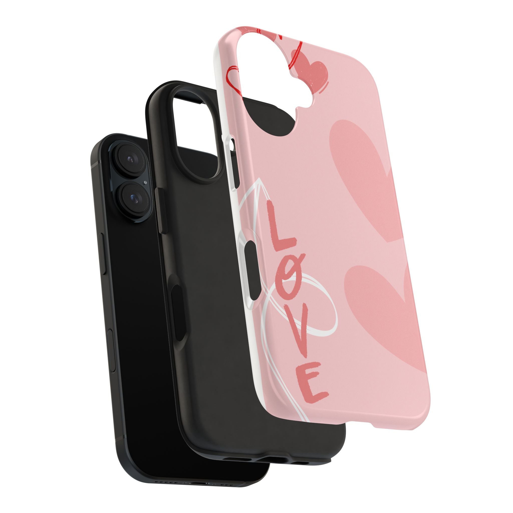 Pink Heart 'LOVE' Tough Phone Case — Protective Romantic Phone Cover