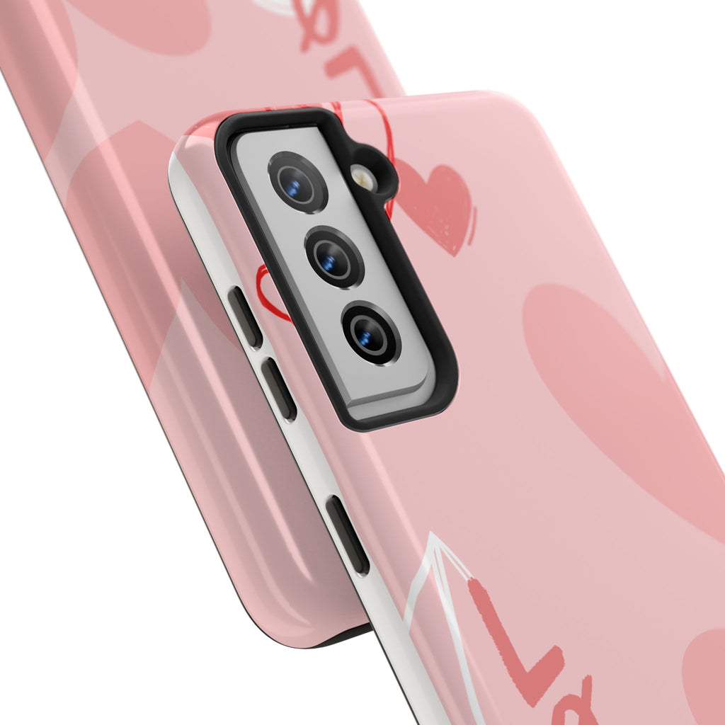 Pink Heart 'LOVE' Tough Phone Case — Protective Romantic Phone Cover