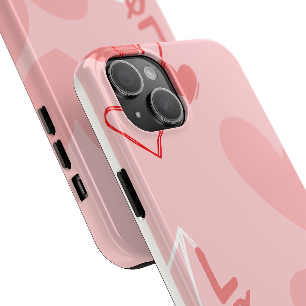 Pink Heart 'LOVE' Tough Phone Case — Protective Romantic Phone Cover