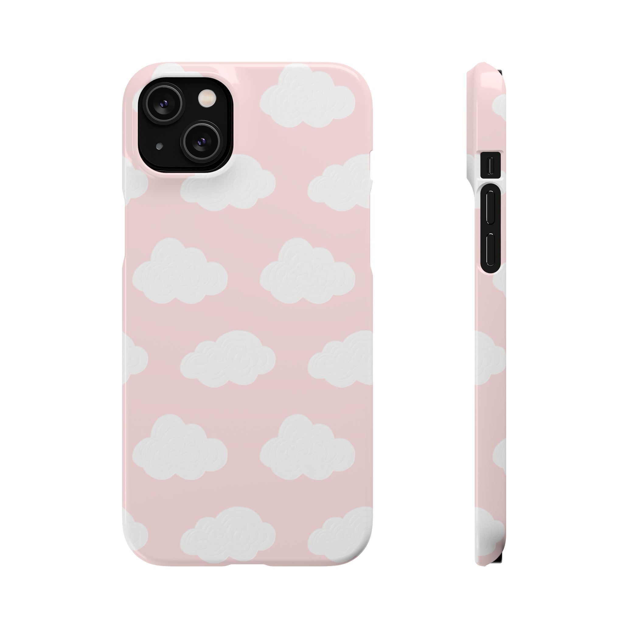 Pink Cloud Pattern Phone Case — Cute Pastel Protective Snap Case