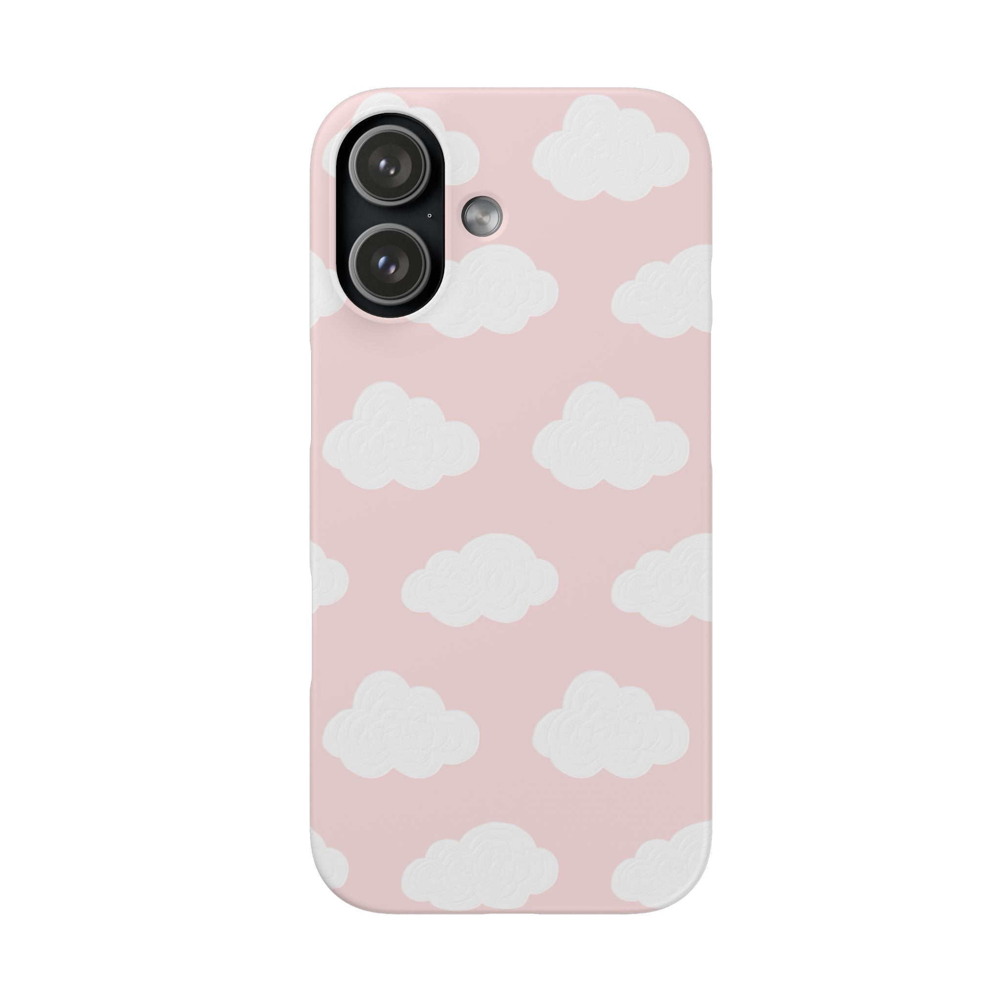 Pink Cloud Pattern Phone Case — Cute Pastel Protective Snap Case