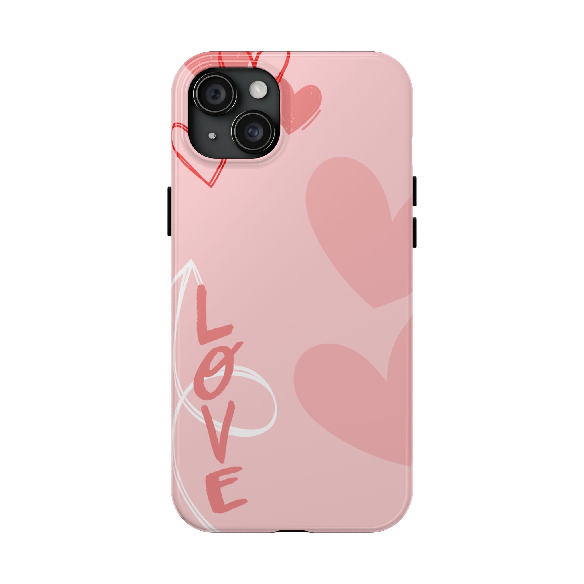Pink Heart 'LOVE' Tough Phone Case — Protective Romantic Phone Cover