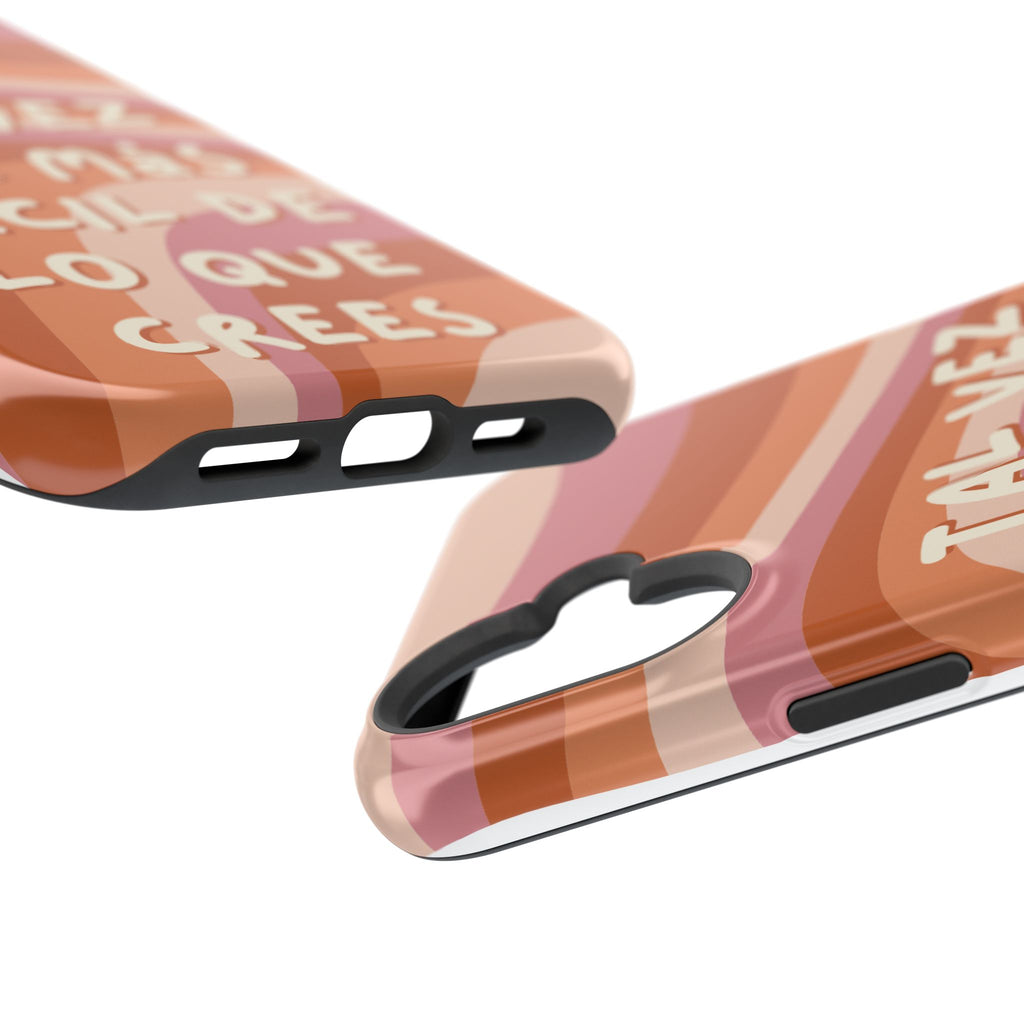 Impact-Resistant Case — "Tal vez sea más fácil de lo que crees" Retro Waves Phone Cover