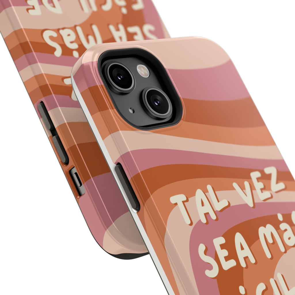 Impact-Resistant Case — "Tal vez sea más fácil de lo que crees" Retro Waves Phone Cover