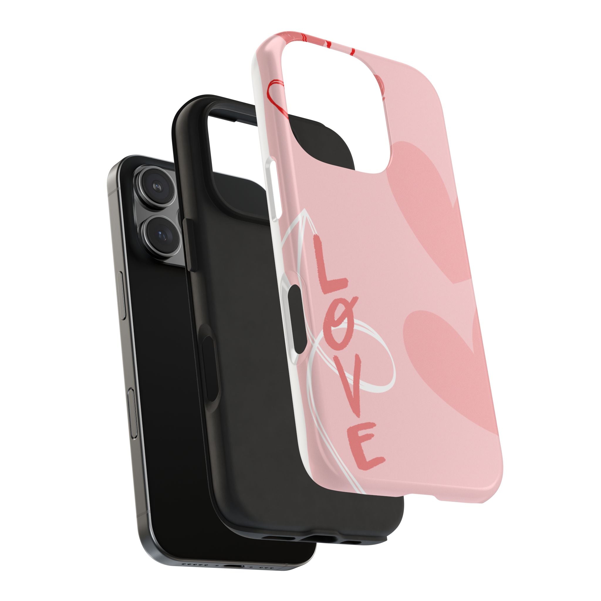 Pink Heart 'LOVE' Tough Phone Case — Protective Romantic Phone Cover