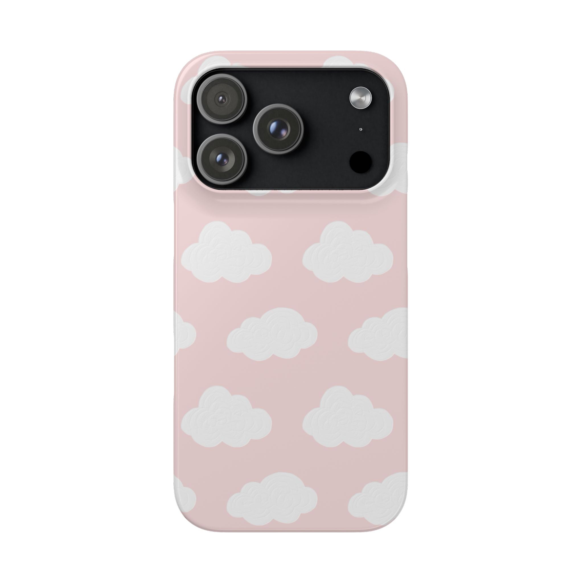 Pink Cloud Pattern Phone Case — Cute Pastel Protective Snap Case