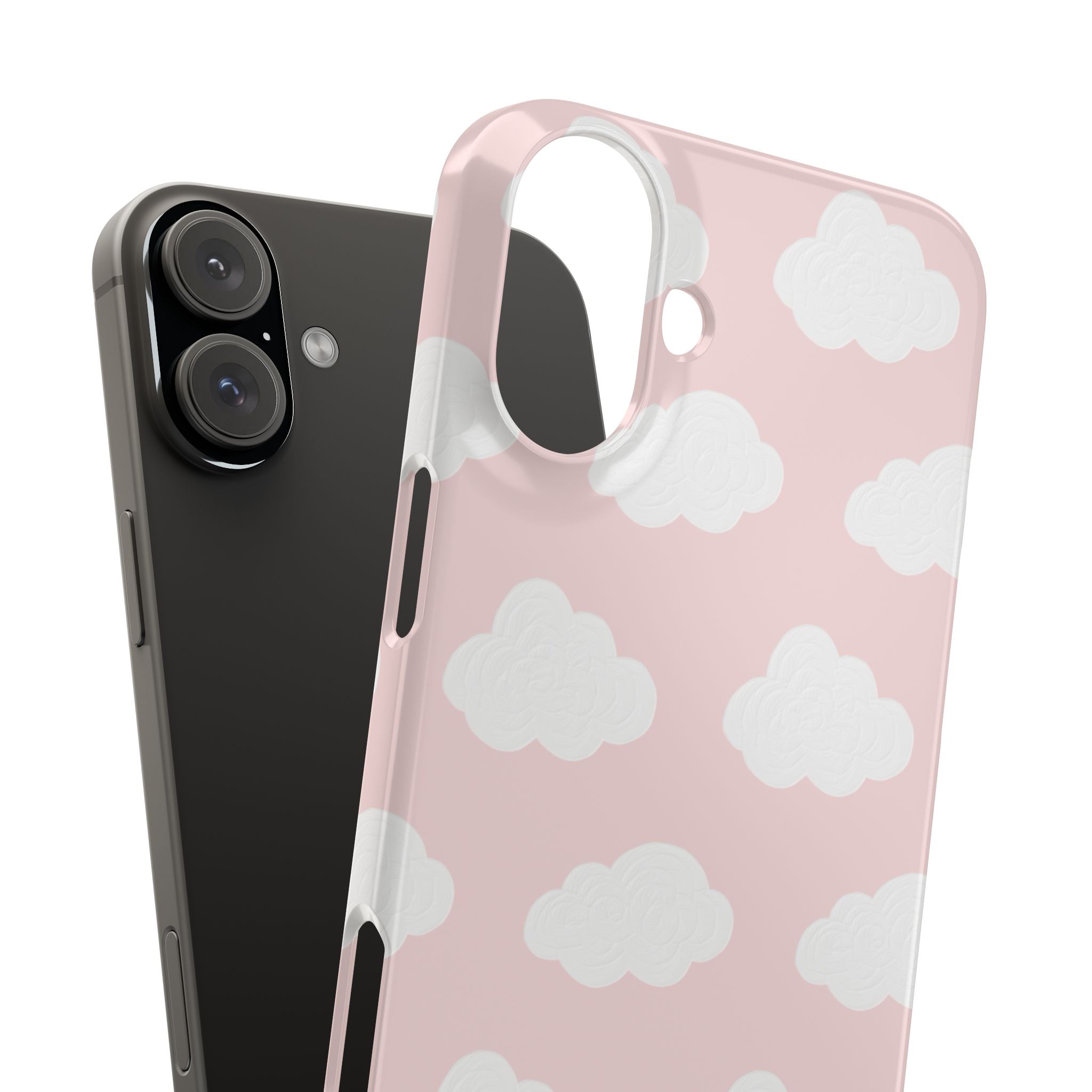 Pink Cloud Pattern Phone Case — Cute Pastel Protective Snap Case