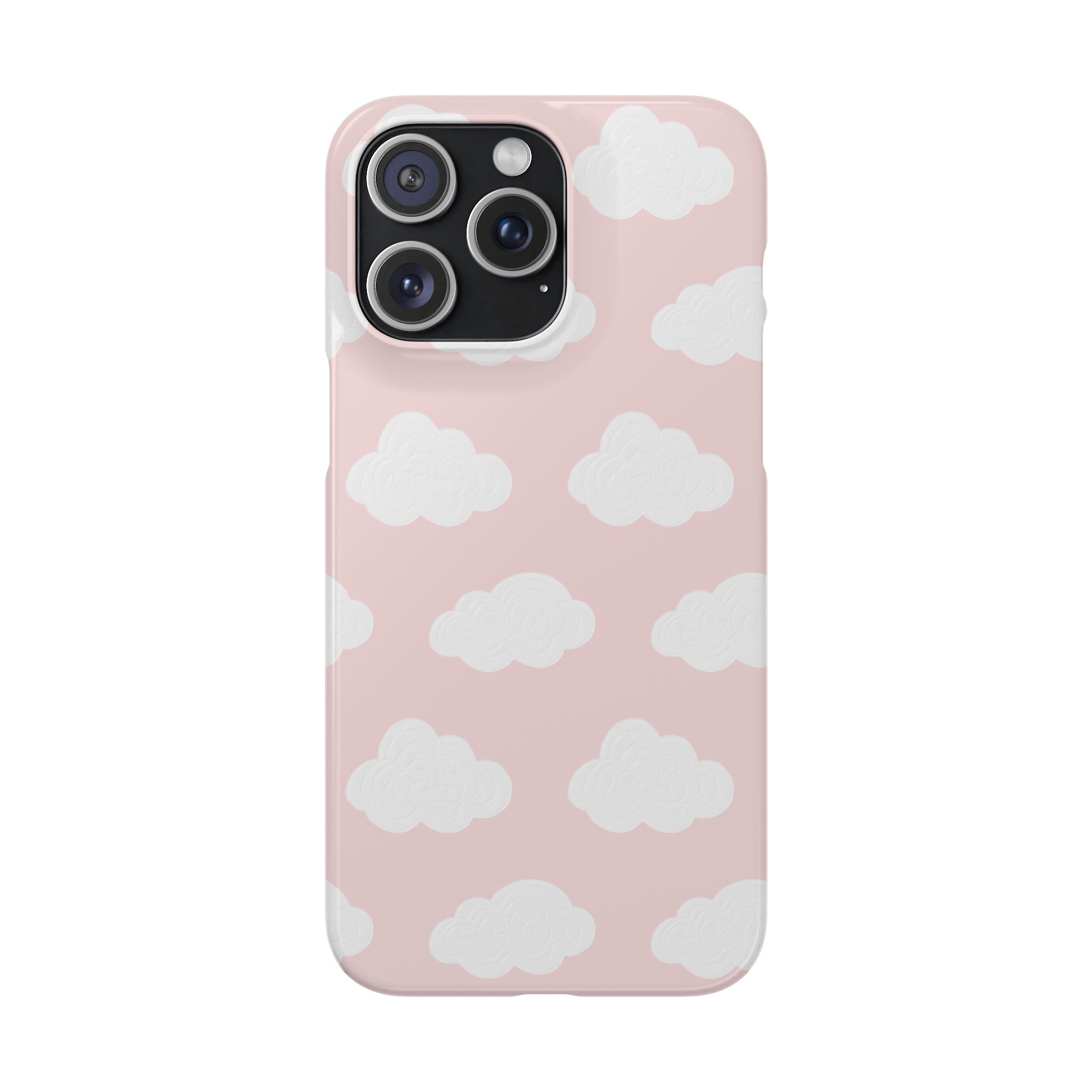 Pink Cloud Pattern Phone Case — Cute Pastel Protective Snap Case