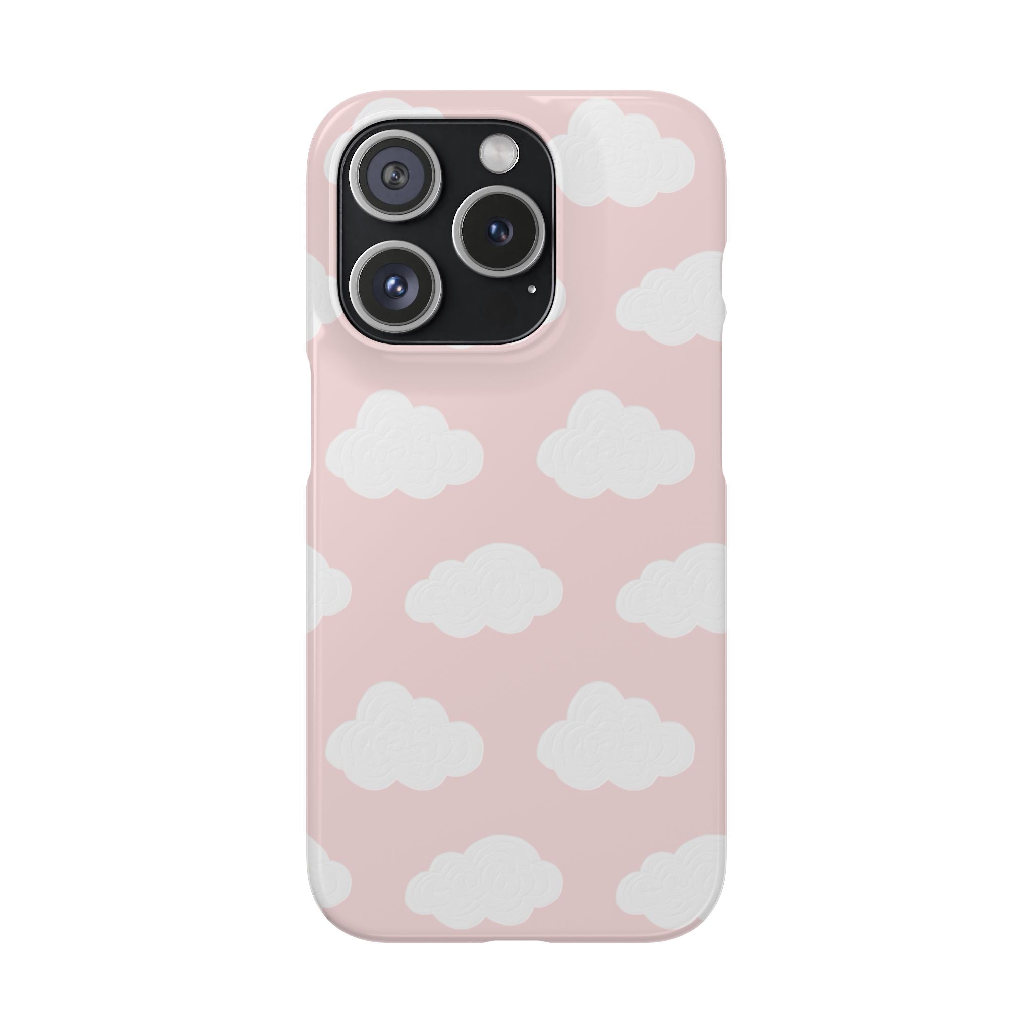 Pink Cloud Pattern Phone Case — Cute Pastel Protective Snap Case