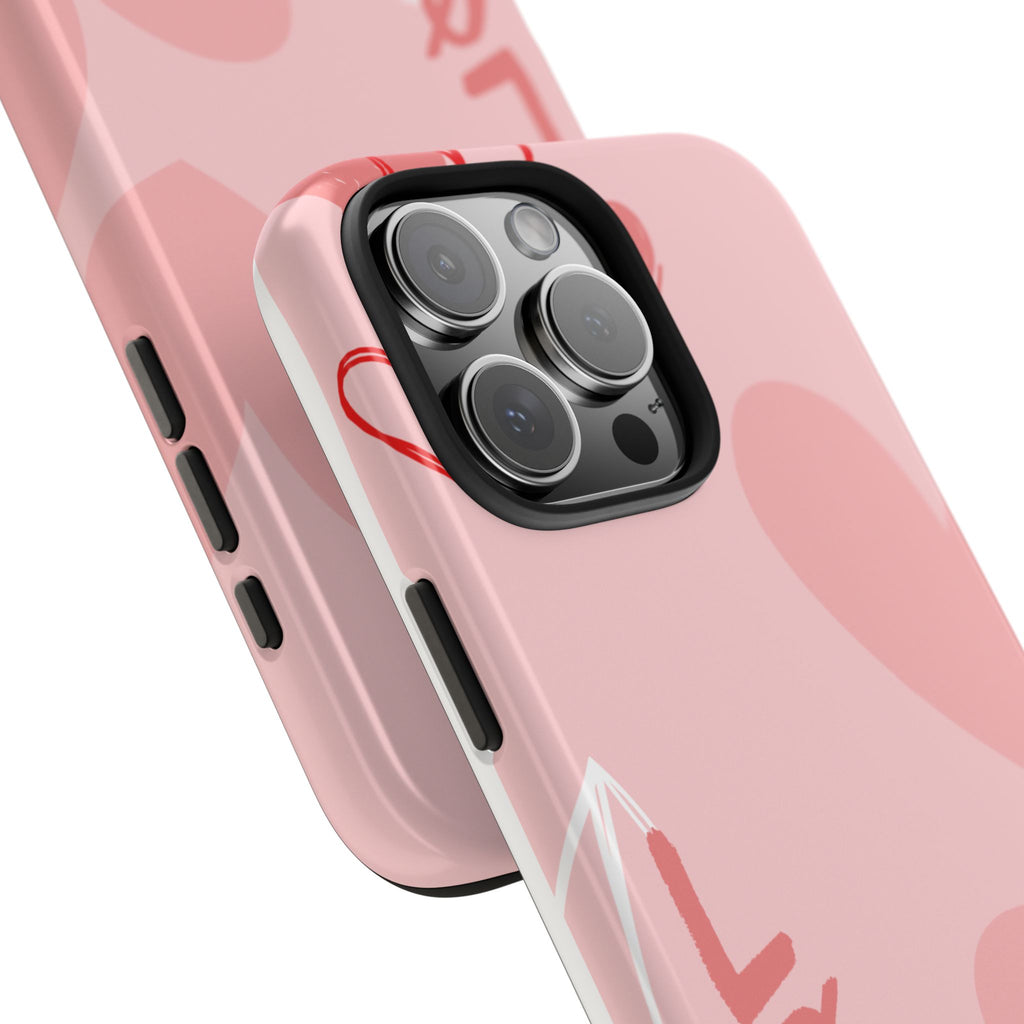 Pink Heart 'LOVE' Tough Phone Case — Protective Romantic Phone Cover