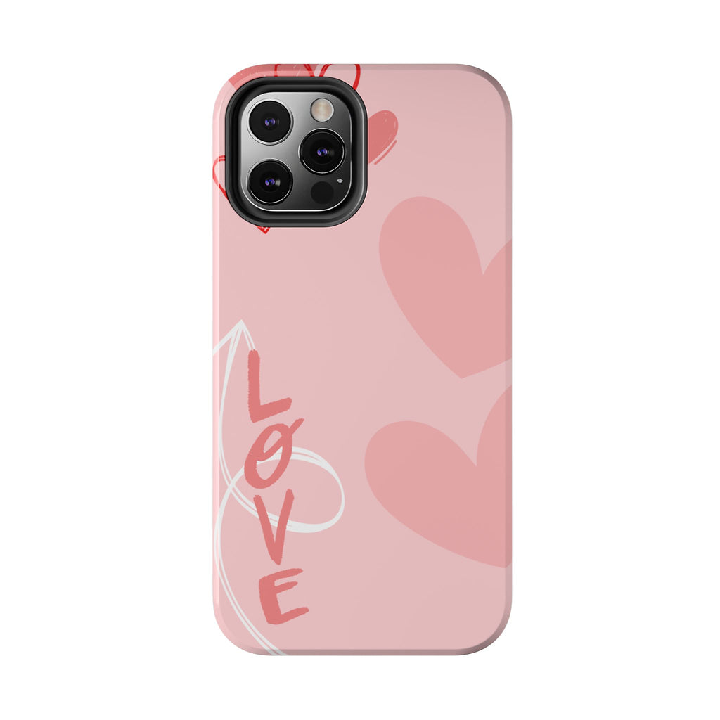 Pink Heart 'LOVE' Tough Phone Case — Protective Romantic Phone Cover