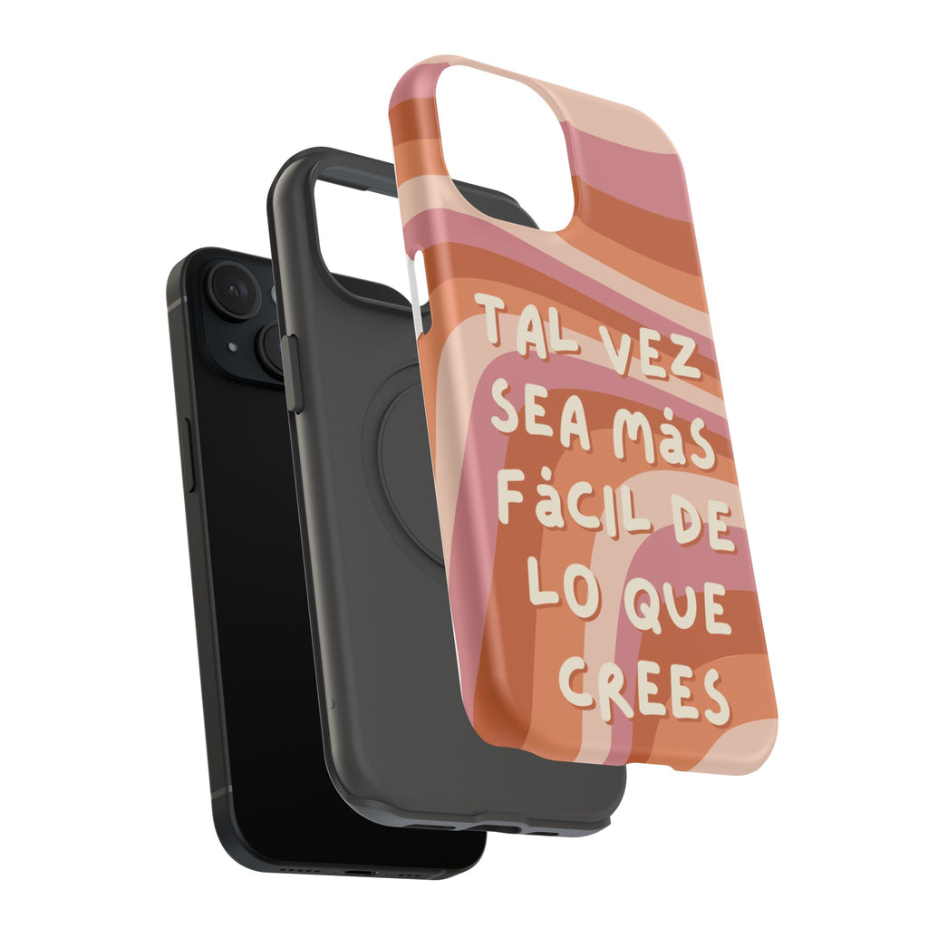 Impact-Resistant Case — "Tal vez sea más fácil de lo que crees" Retro Waves Phone Cover