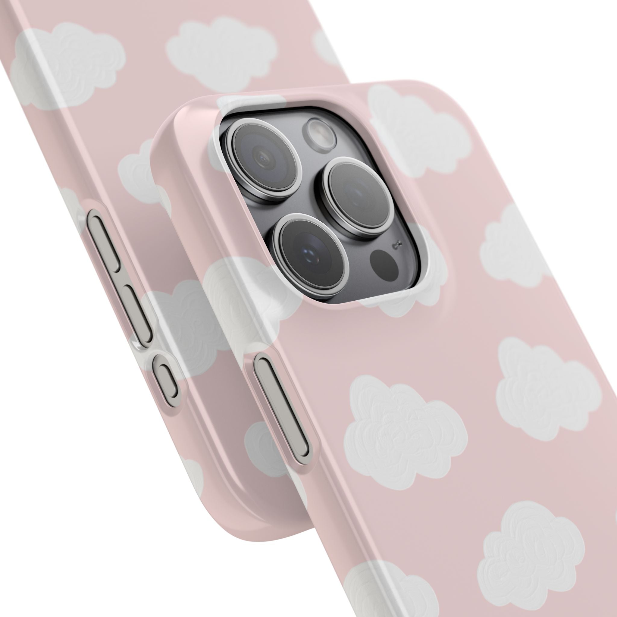 Pink Cloud Pattern Phone Case — Cute Pastel Protective Snap Case