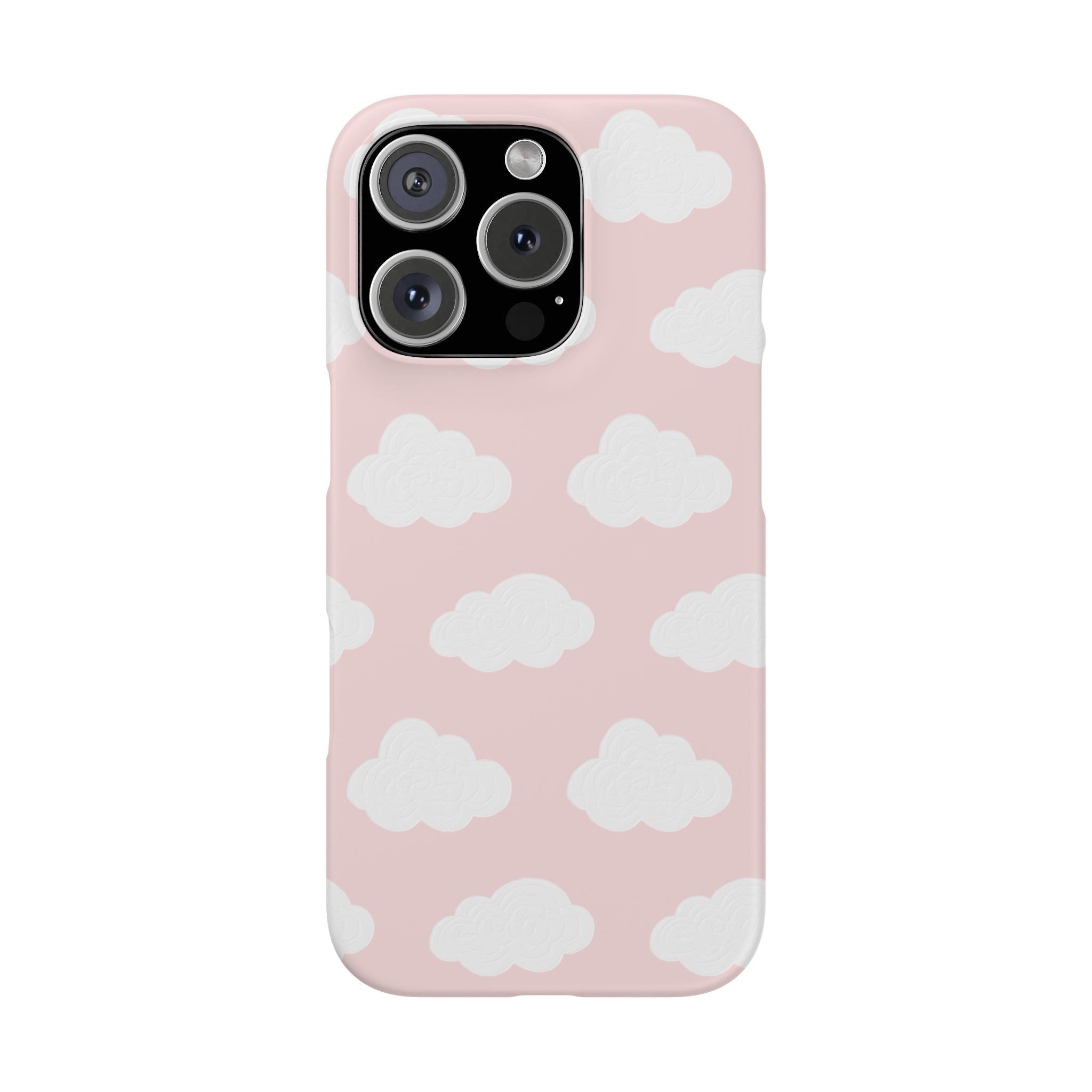 Pink Cloud Pattern Phone Case — Cute Pastel Protective Snap Case