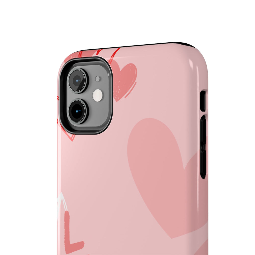 Pink Heart 'LOVE' Tough Phone Case — Protective Romantic Phone Cover