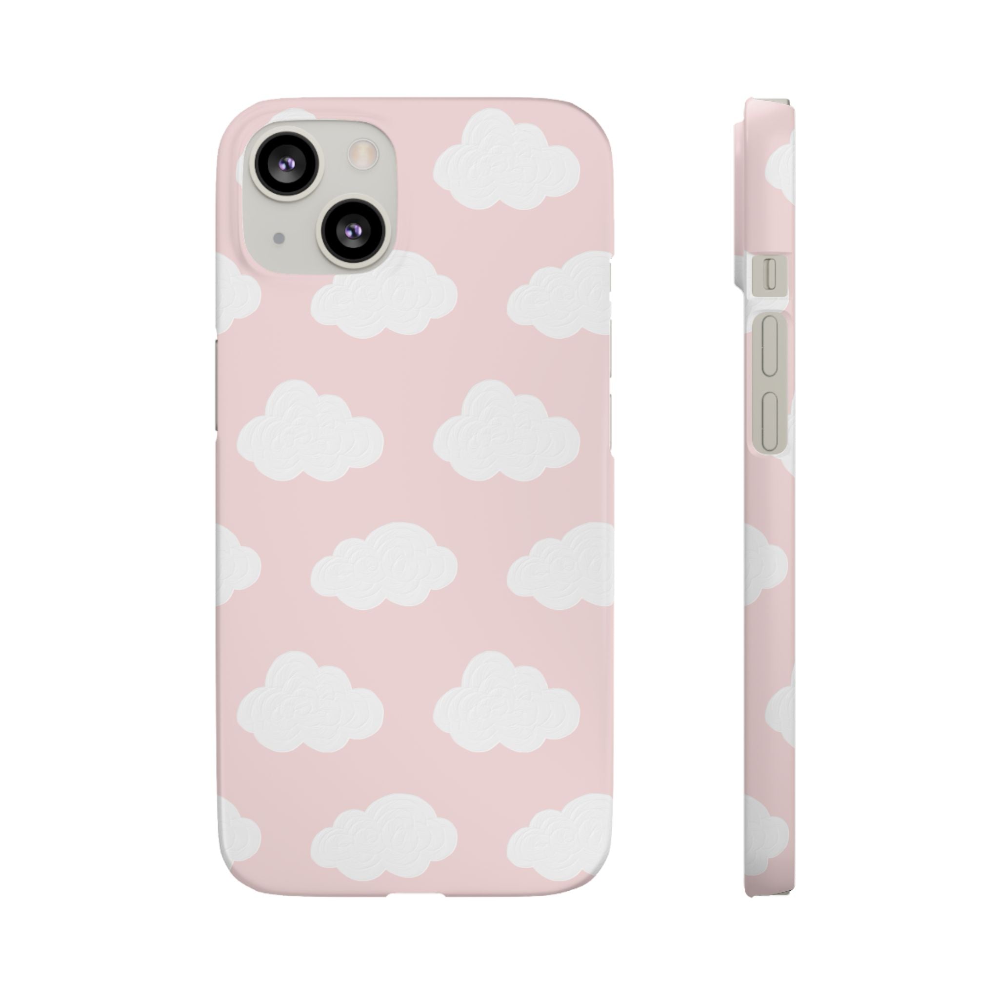 Pink Cloud Pattern Phone Case — Cute Pastel Protective Snap Case