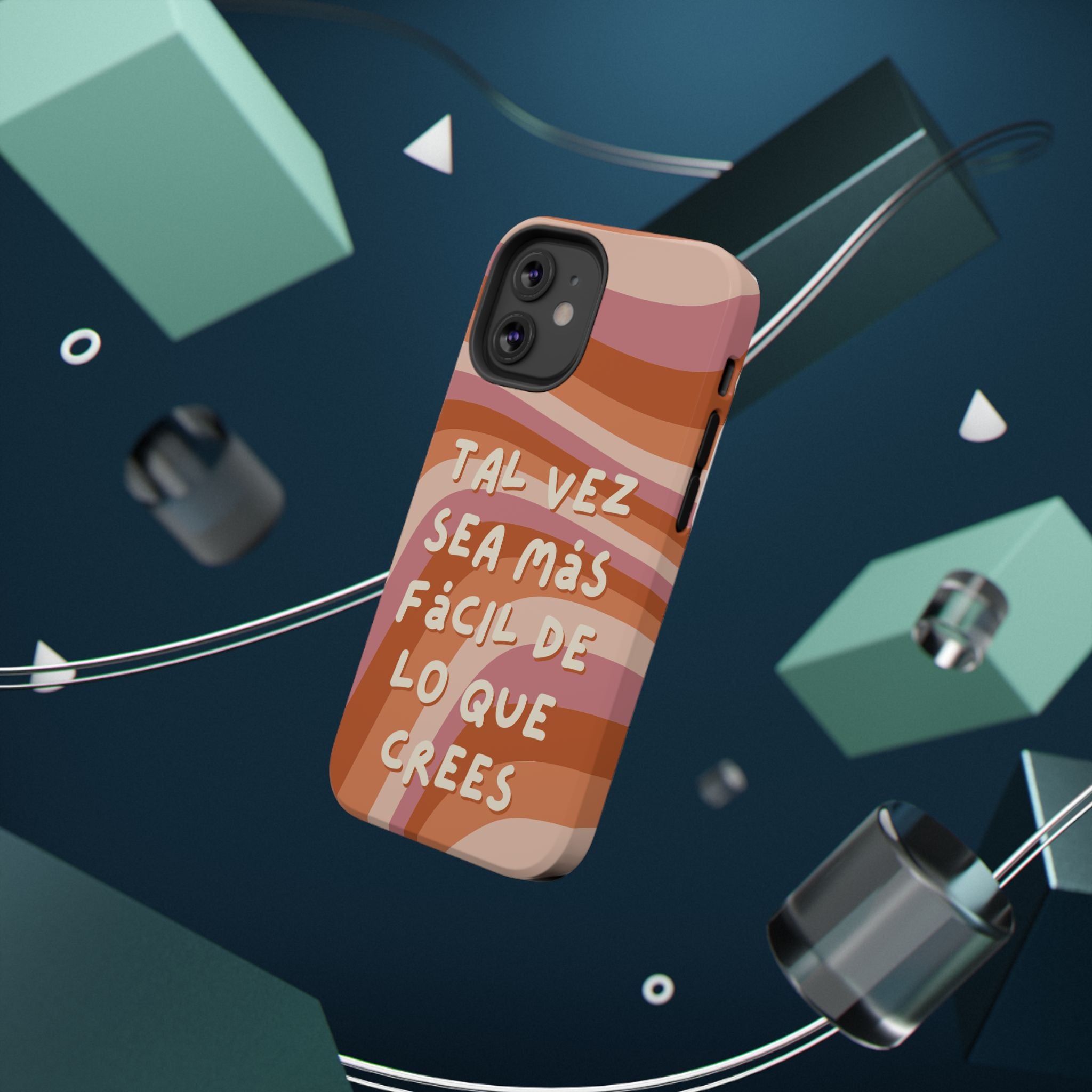 Impact-Resistant Case — "Tal vez sea más fácil de lo que crees" Retro Waves Phone Cover