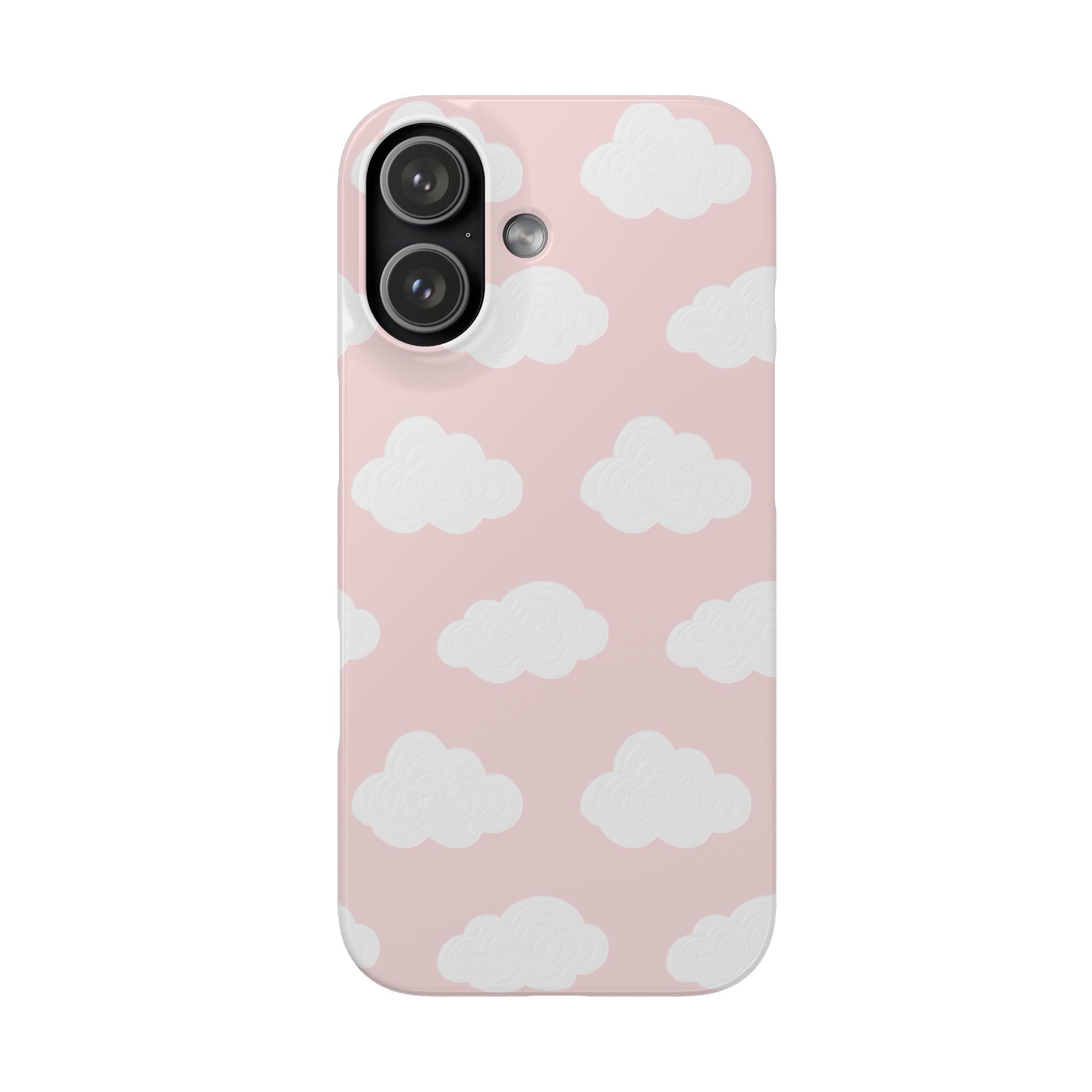Pink Cloud Pattern Phone Case — Cute Pastel Protective Snap Case