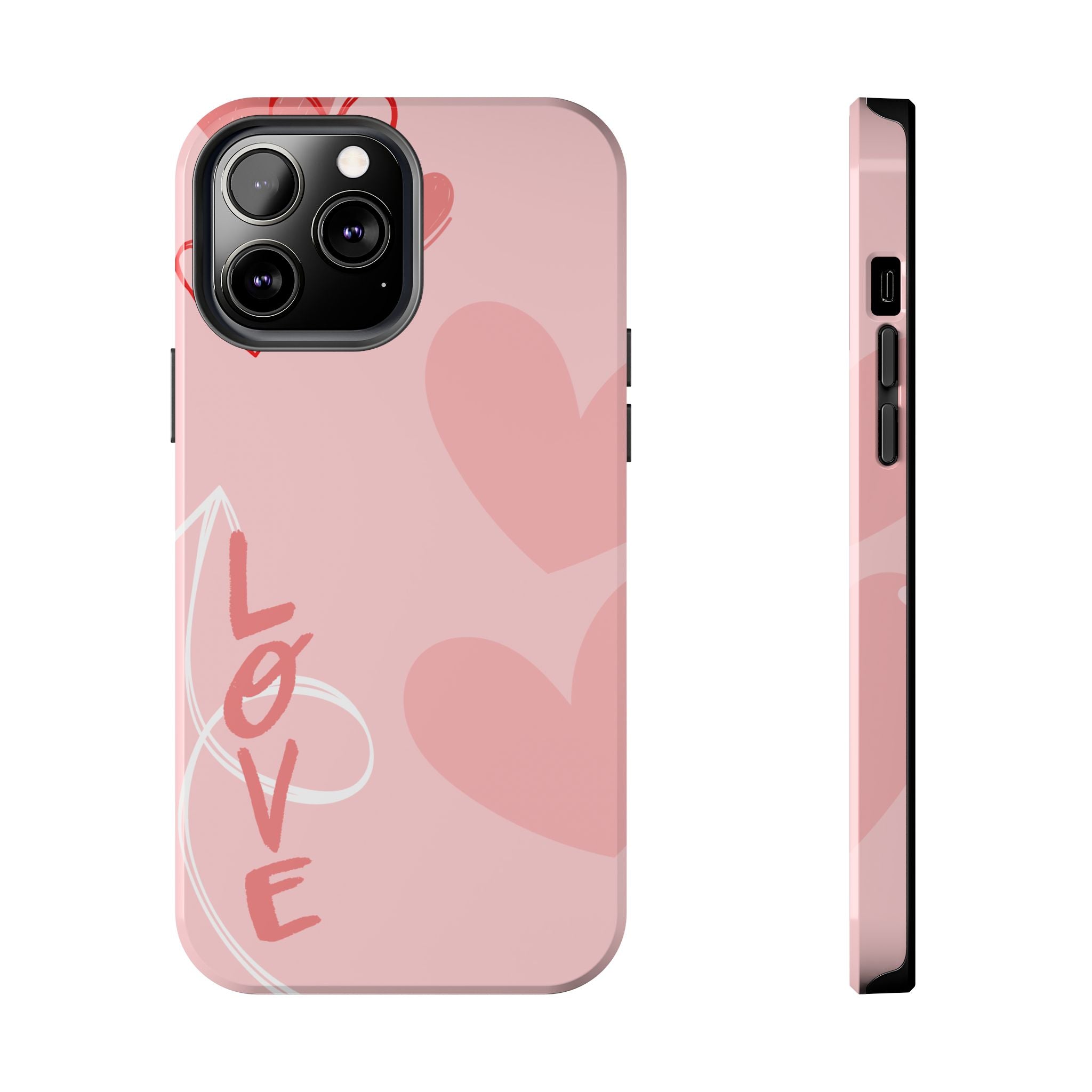 Pink Heart 'LOVE' Tough Phone Case — Protective Romantic Phone Cover