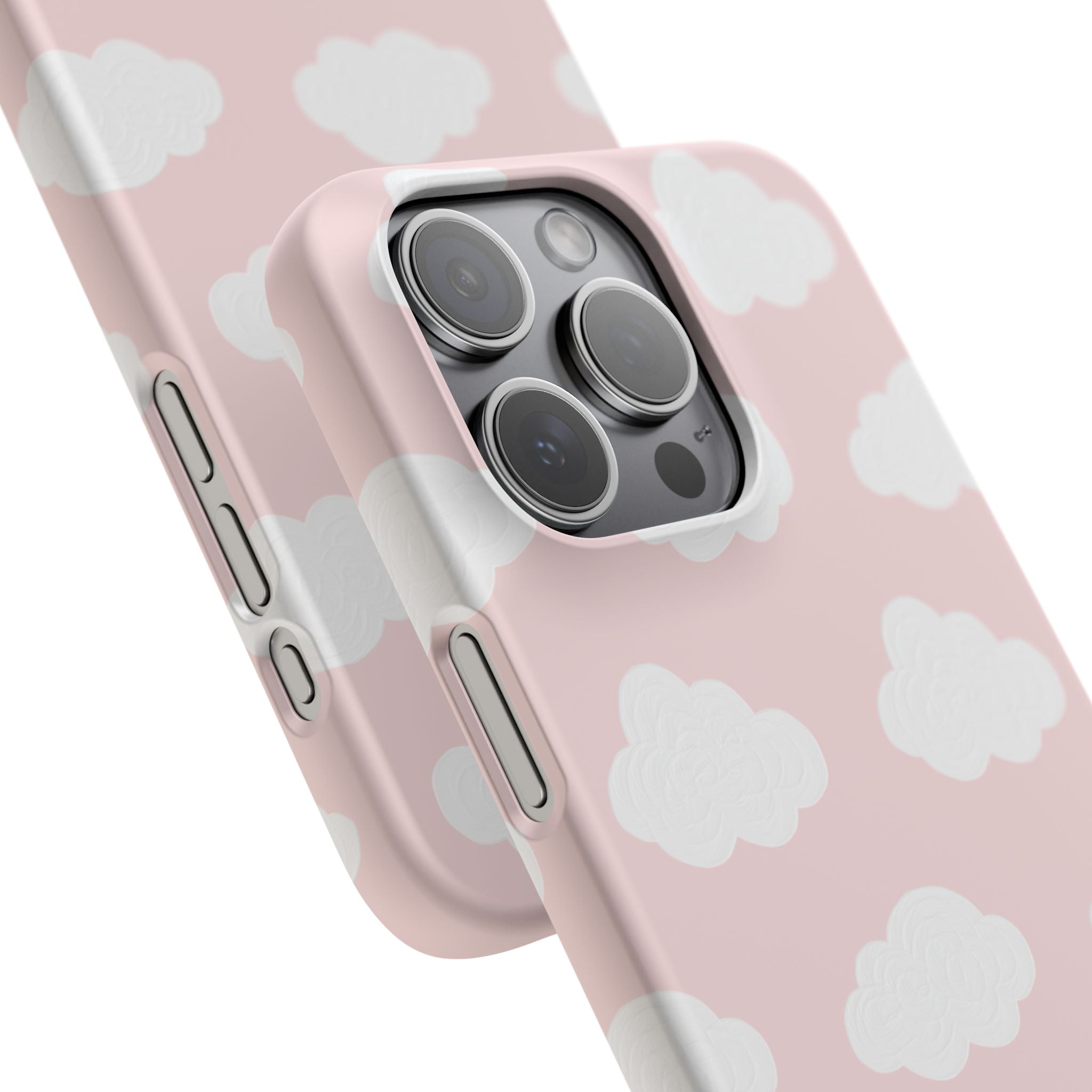 Pink Cloud Pattern Phone Case — Cute Pastel Protective Snap Case