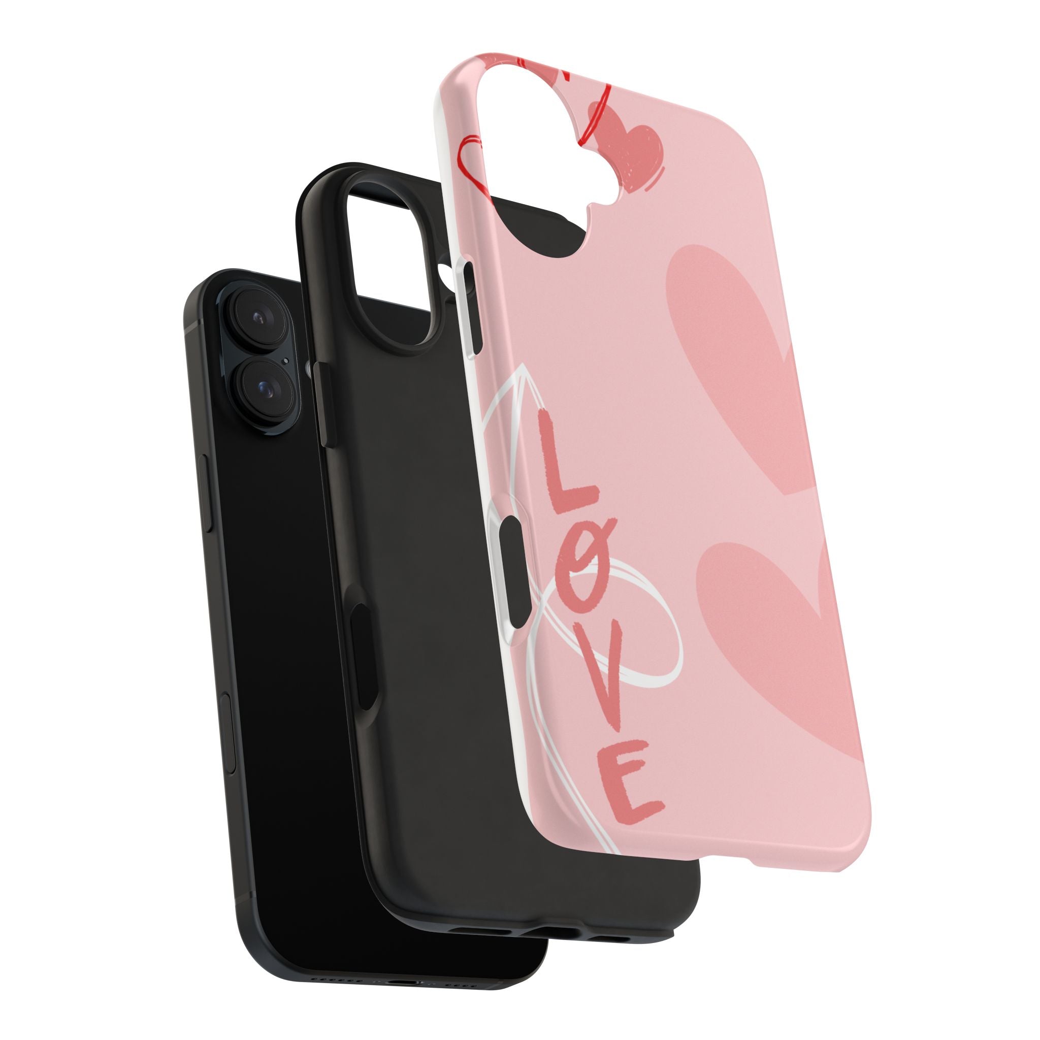 Pink Heart 'LOVE' Tough Phone Case — Protective Romantic Phone Cover