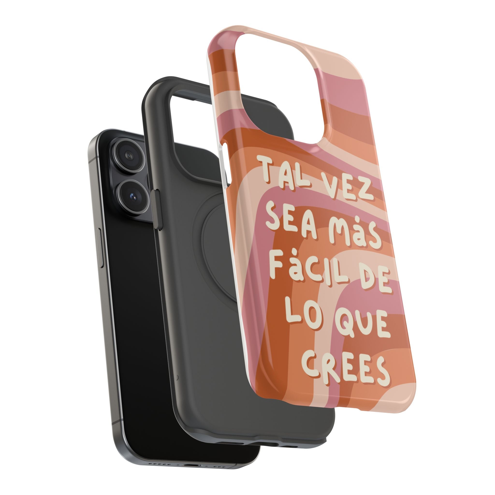 Impact-Resistant Case — "Tal vez sea más fácil de lo que crees" Retro Waves Phone Cover
