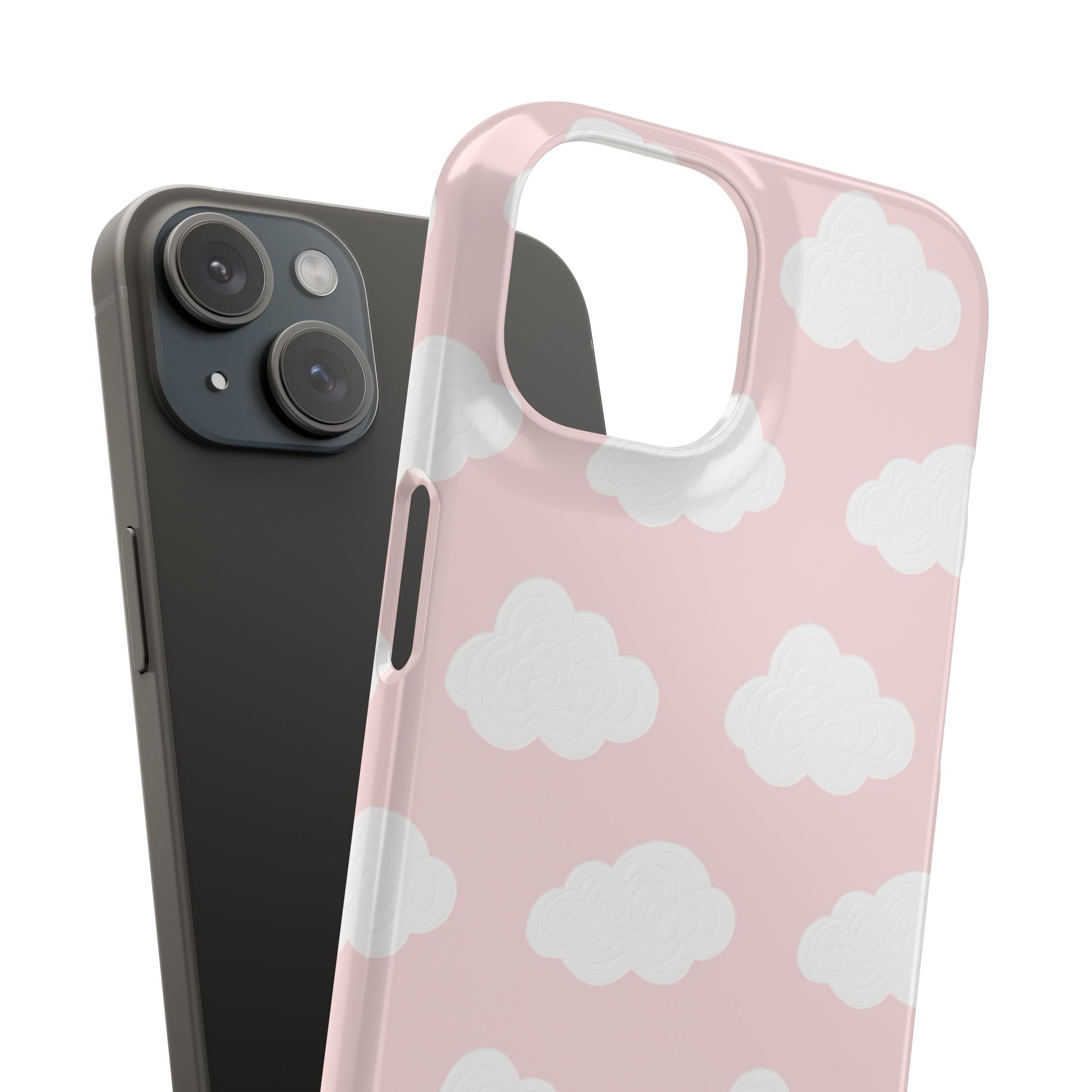Pink Cloud Pattern Phone Case — Cute Pastel Protective Snap Case