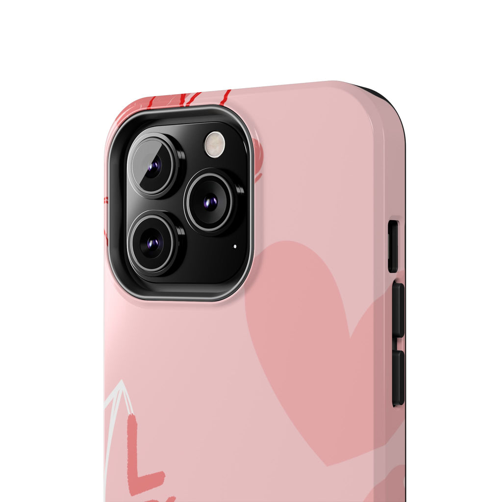 Pink Heart 'LOVE' Tough Phone Case — Protective Romantic Phone Cover