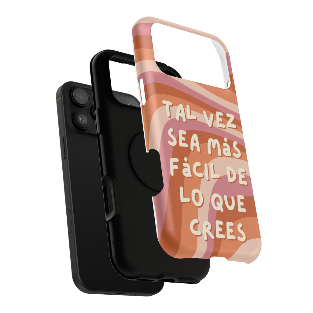 Impact-Resistant Case — "Tal vez sea más fácil de lo que crees" Retro Waves Phone Cover
