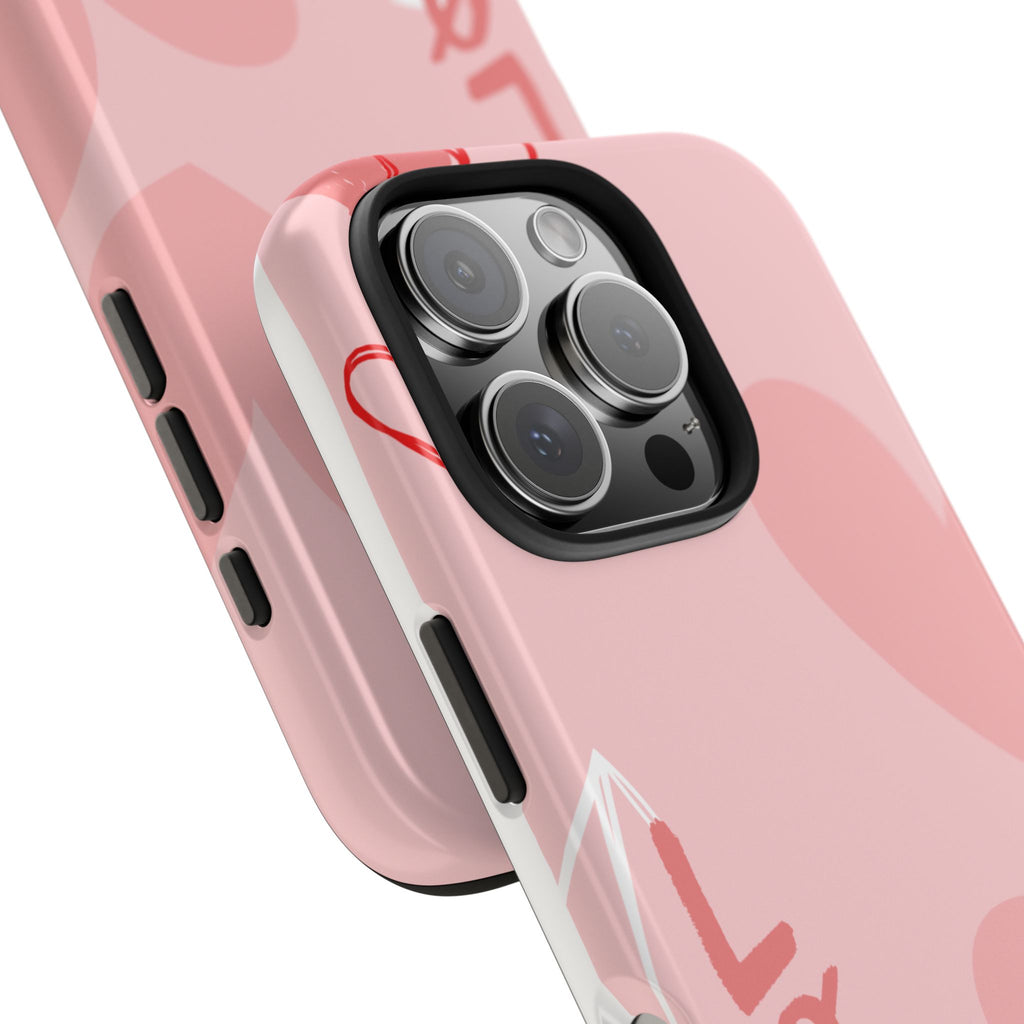 Pink Heart 'LOVE' Tough Phone Case — Protective Romantic Phone Cover