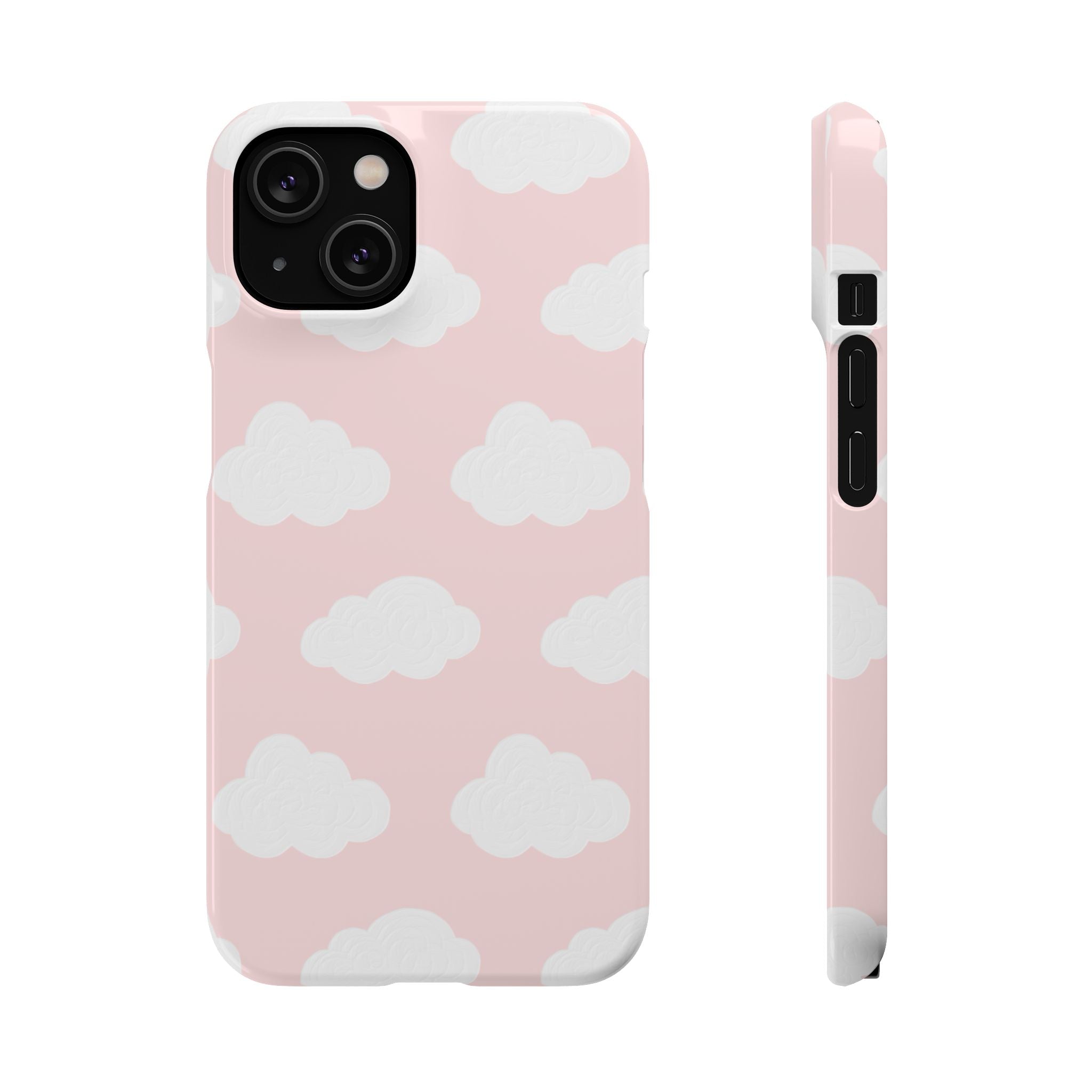 Pink Cloud Pattern Phone Case — Cute Pastel Protective Snap Case