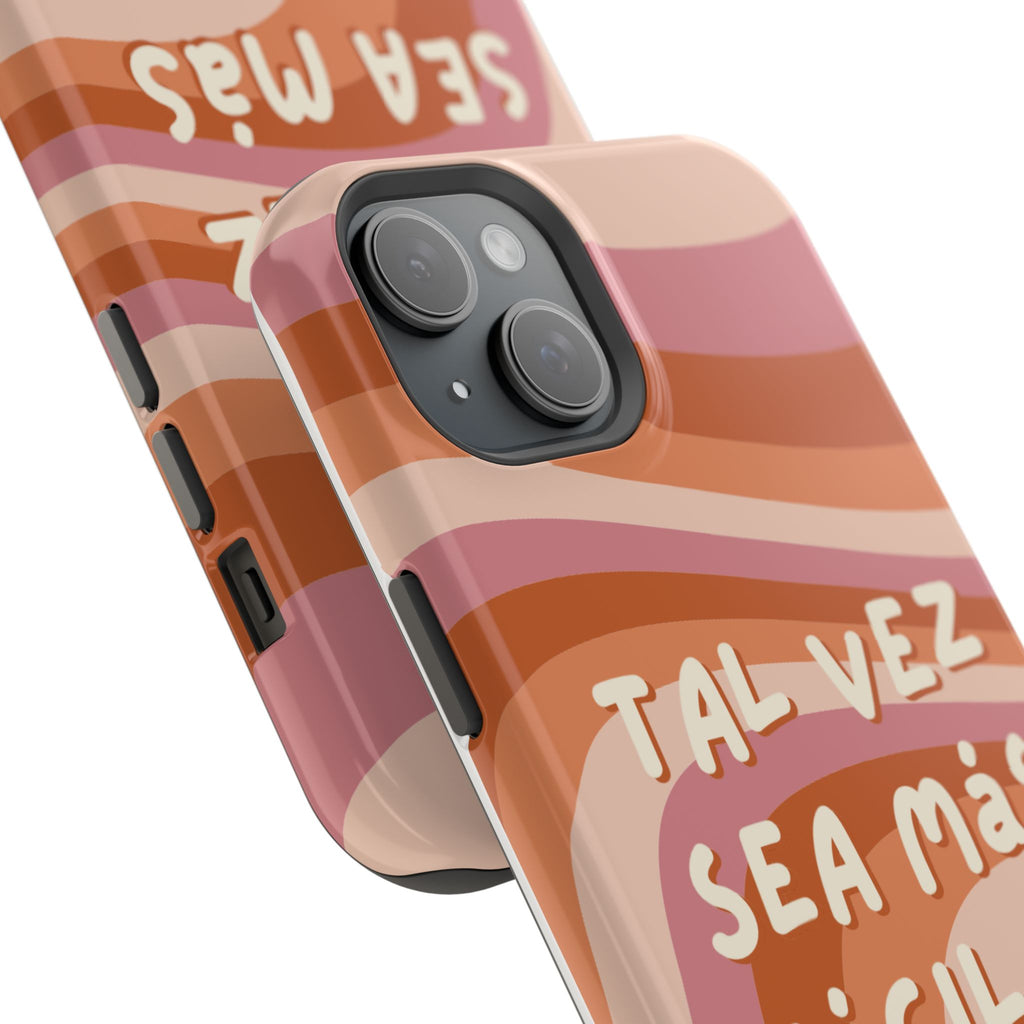 Impact-Resistant Case — "Tal vez sea más fácil de lo que crees" Retro Waves Phone Cover
