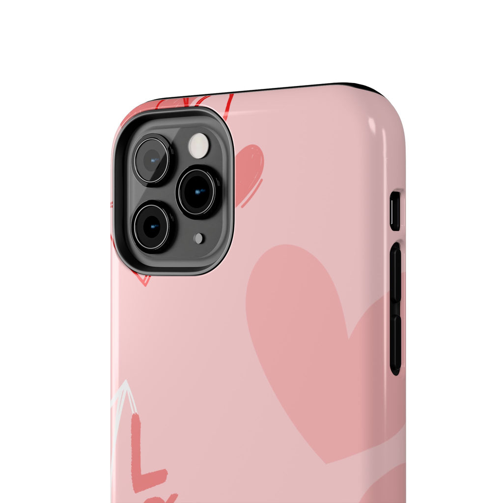 Pink Heart 'LOVE' Tough Phone Case — Protective Romantic Phone Cover