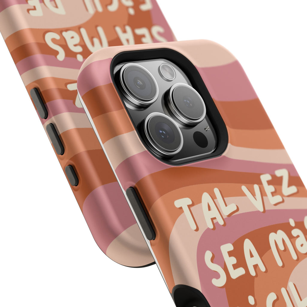 Impact-Resistant Case — "Tal vez sea más fácil de lo que crees" Retro Waves Phone Cover