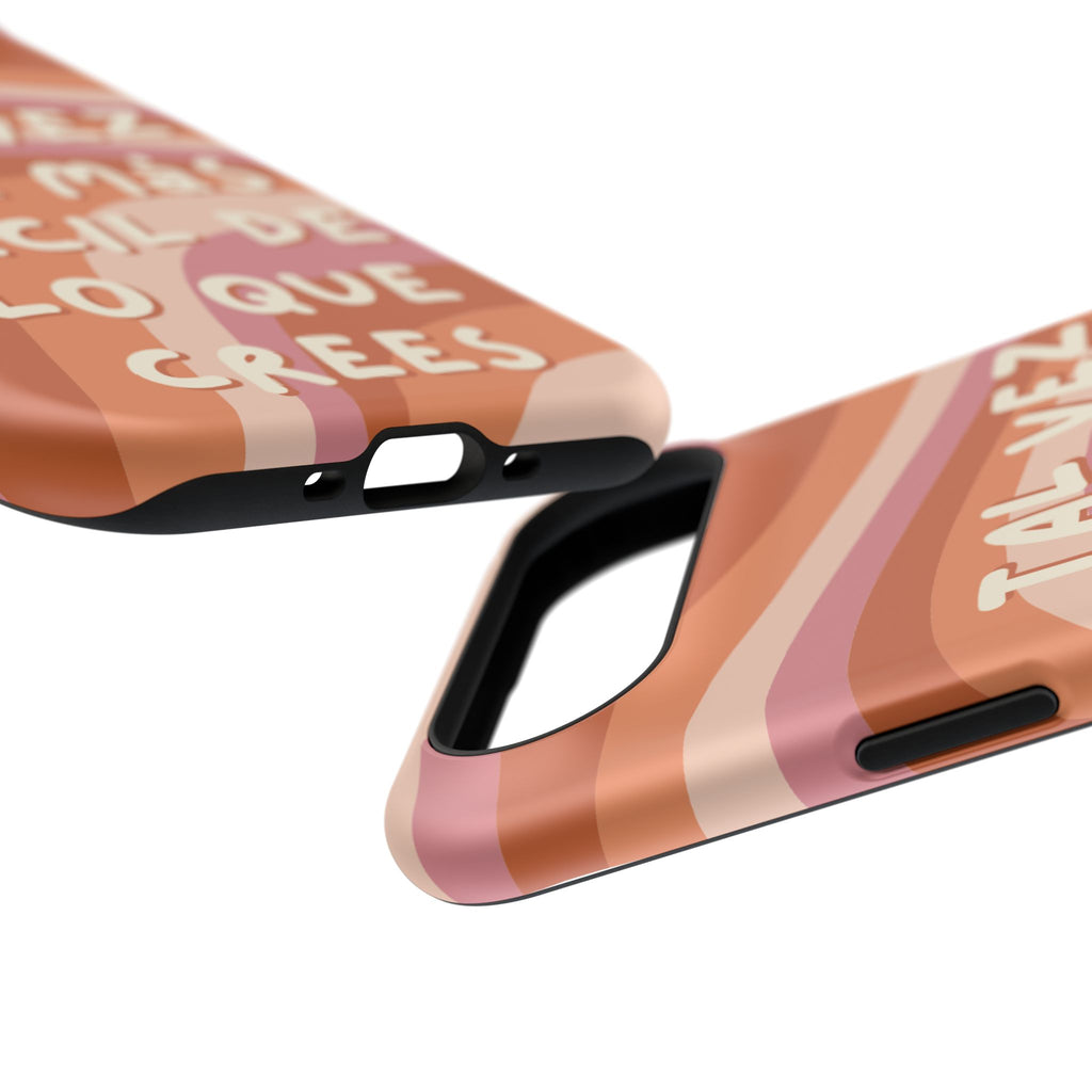 Impact-Resistant Case — "Tal vez sea más fácil de lo que crees" Retro Waves Phone Cover