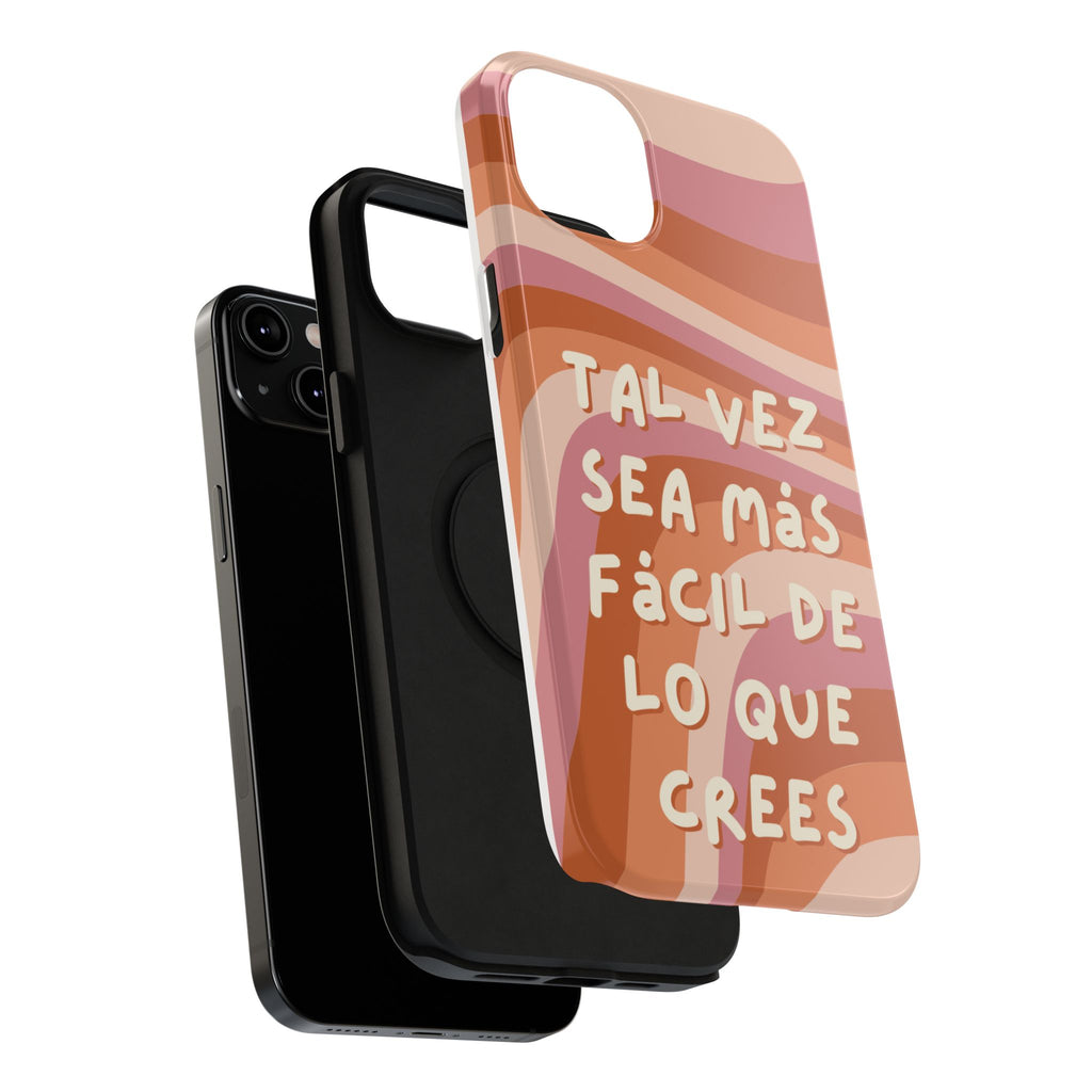 Impact-Resistant Case — "Tal vez sea más fácil de lo que crees" Retro Waves Phone Cover