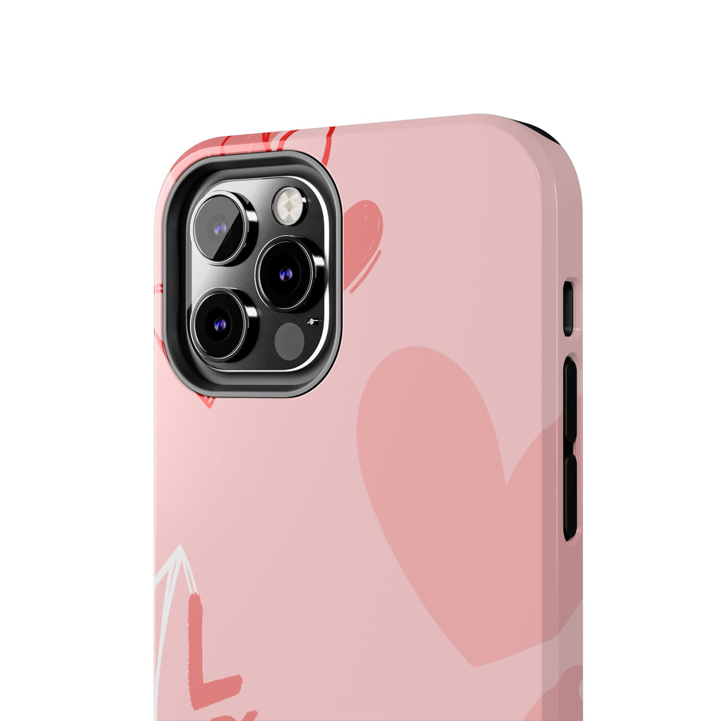 Pink Heart 'LOVE' Tough Phone Case — Protective Romantic Phone Cover
