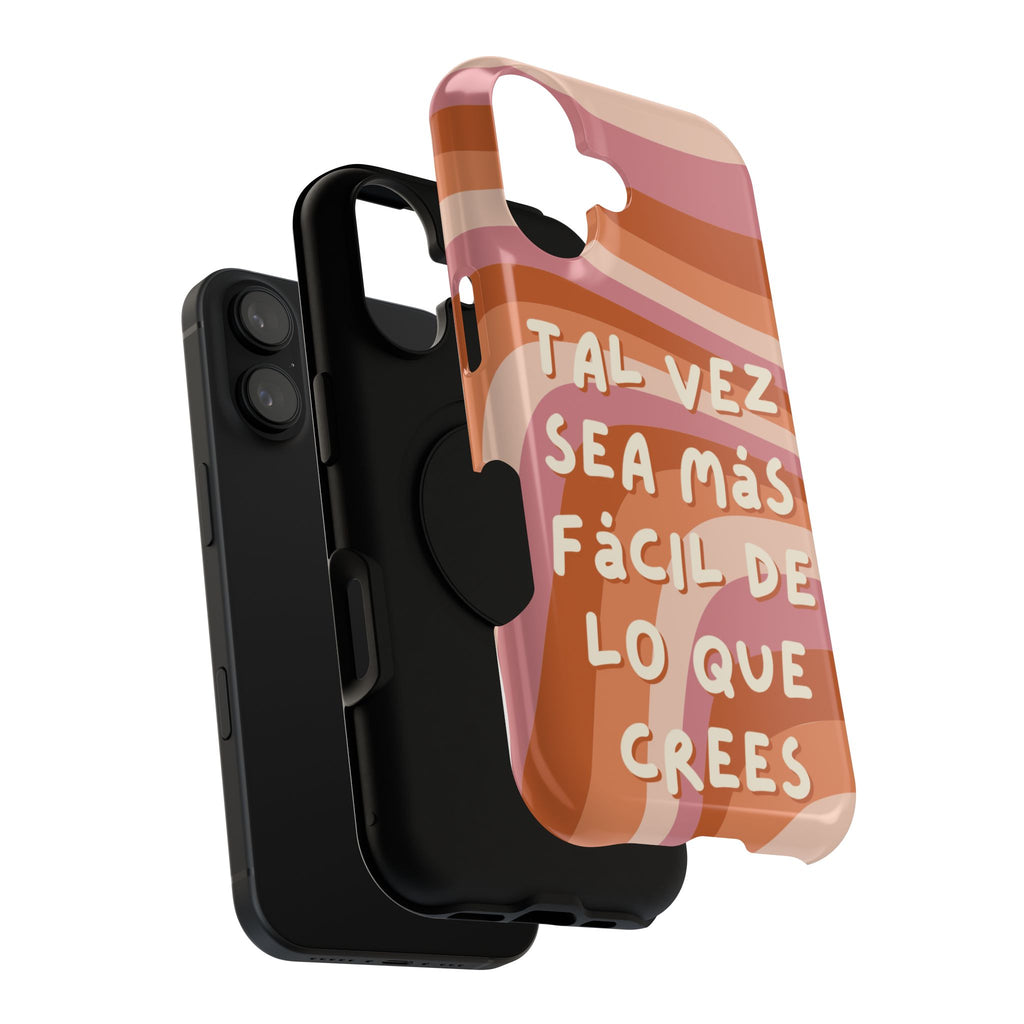 Impact-Resistant Case — "Tal vez sea más fácil de lo que crees" Retro Waves Phone Cover