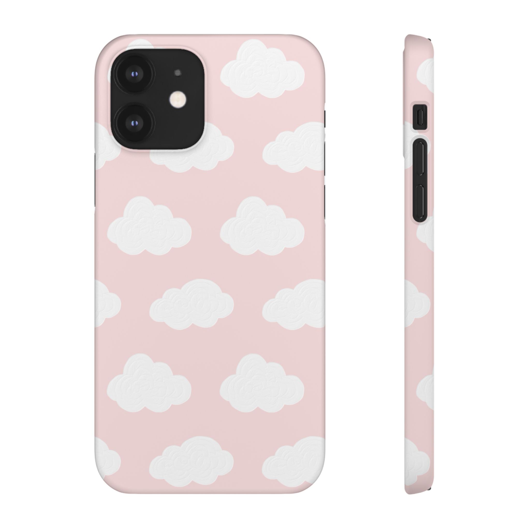 Pink Cloud Pattern Phone Case — Cute Pastel Protective Snap Case
