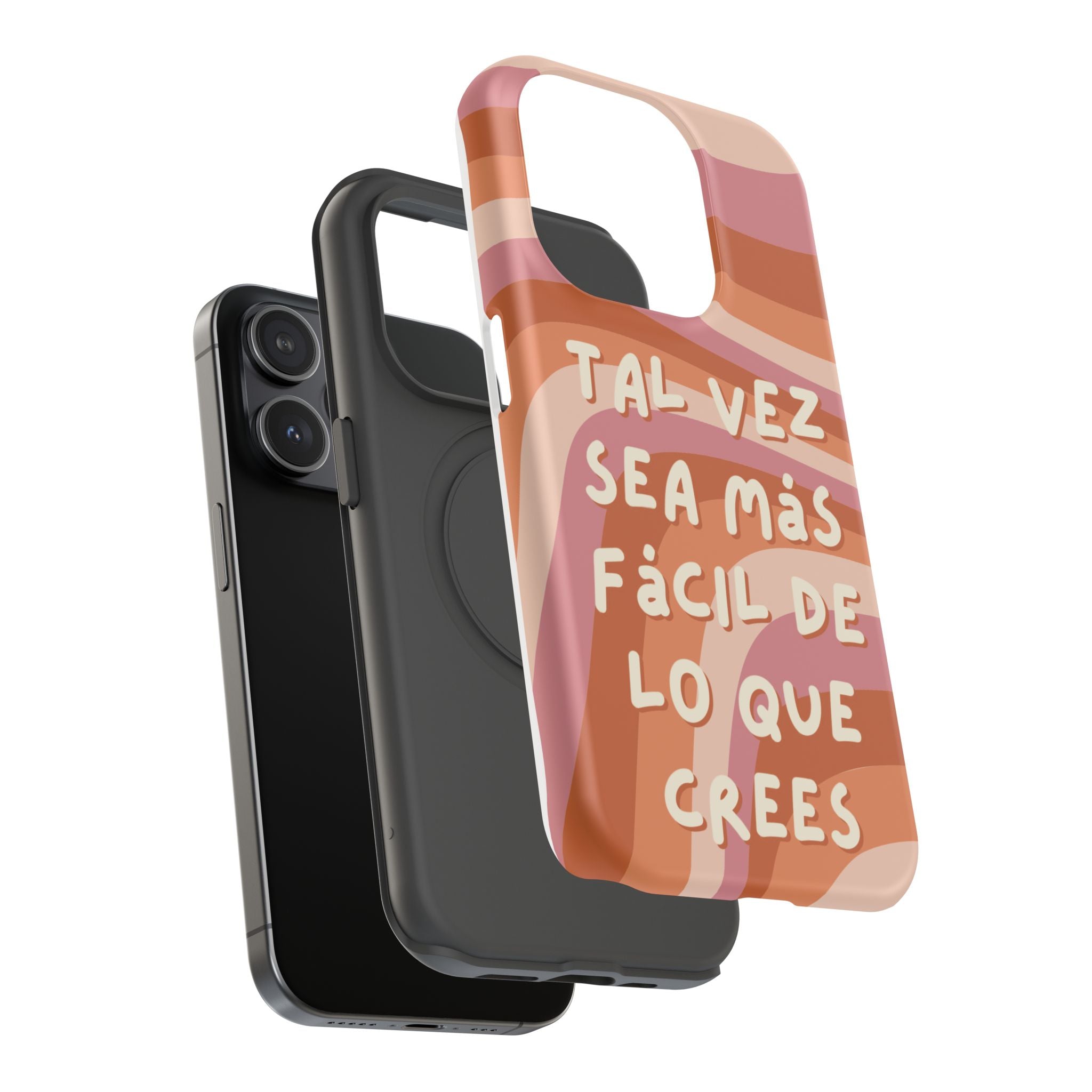 Impact-Resistant Case — "Tal vez sea más fácil de lo que crees" Retro Waves Phone Cover