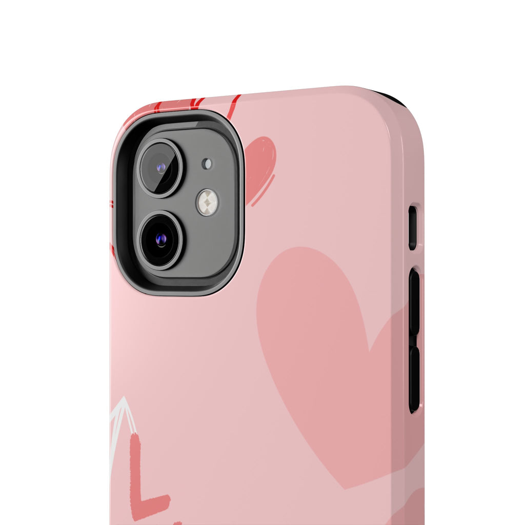 Pink Heart 'LOVE' Tough Phone Case — Protective Romantic Phone Cover
