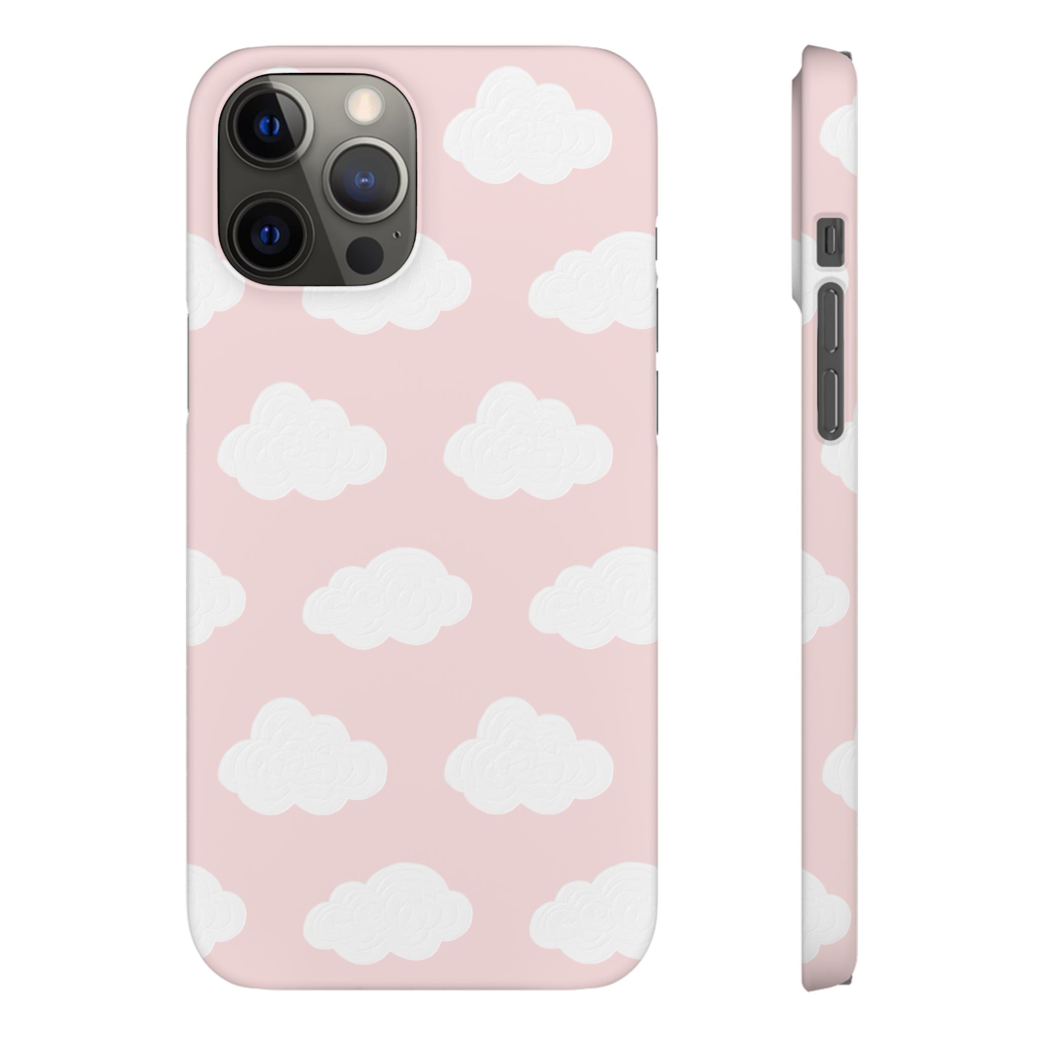 Pink Cloud Pattern Phone Case — Cute Pastel Protective Snap Case