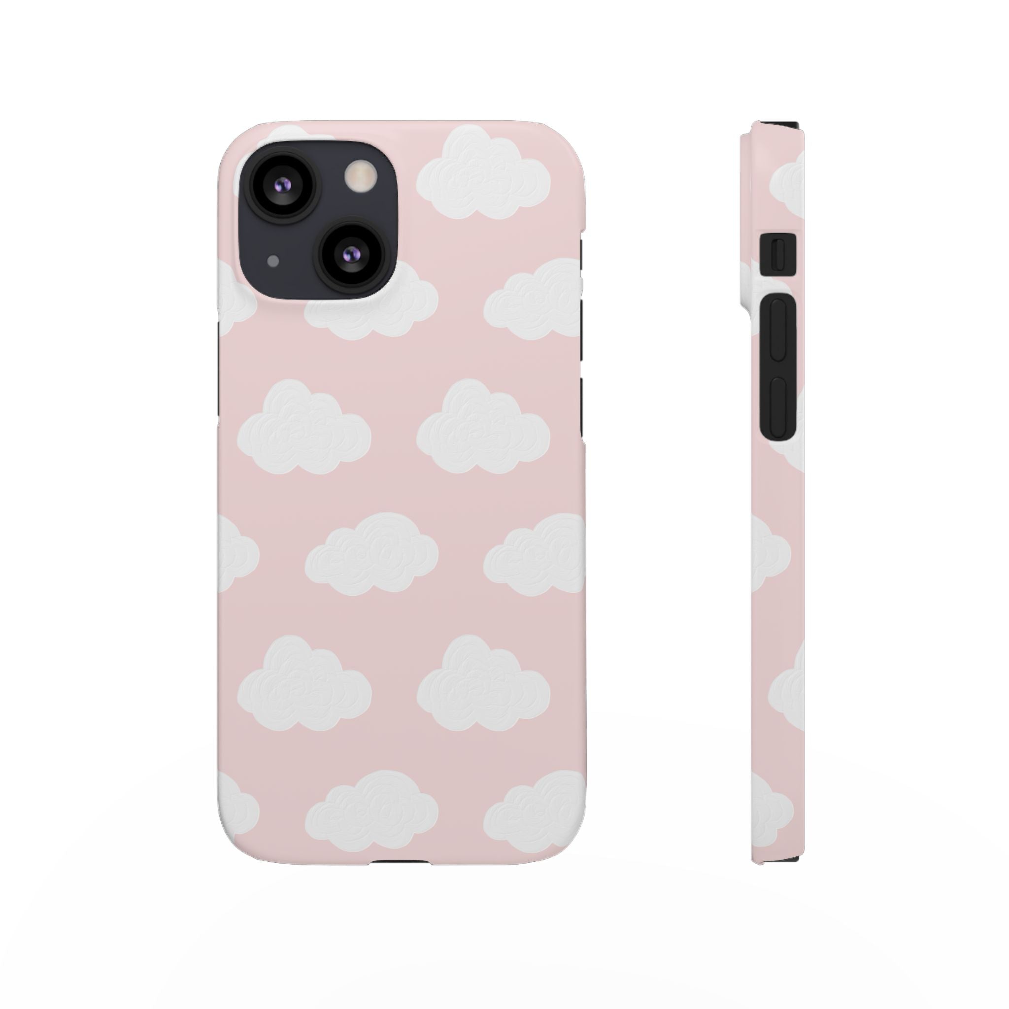 Pink Cloud Pattern Phone Case — Cute Pastel Protective Snap Case