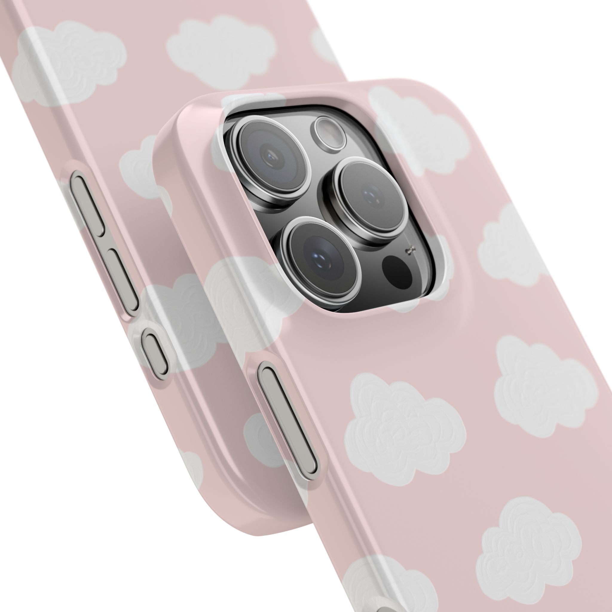 Pink Cloud Pattern Phone Case — Cute Pastel Protective Snap Case