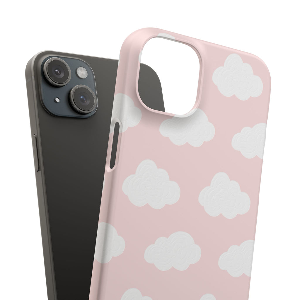 Pink Cloud Pattern Phone Case — Cute Pastel Protective Snap Case